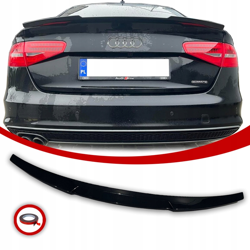 Audi A4 B8 Letka Spoiler Doplněk 2007-2012 Černý Lesk
