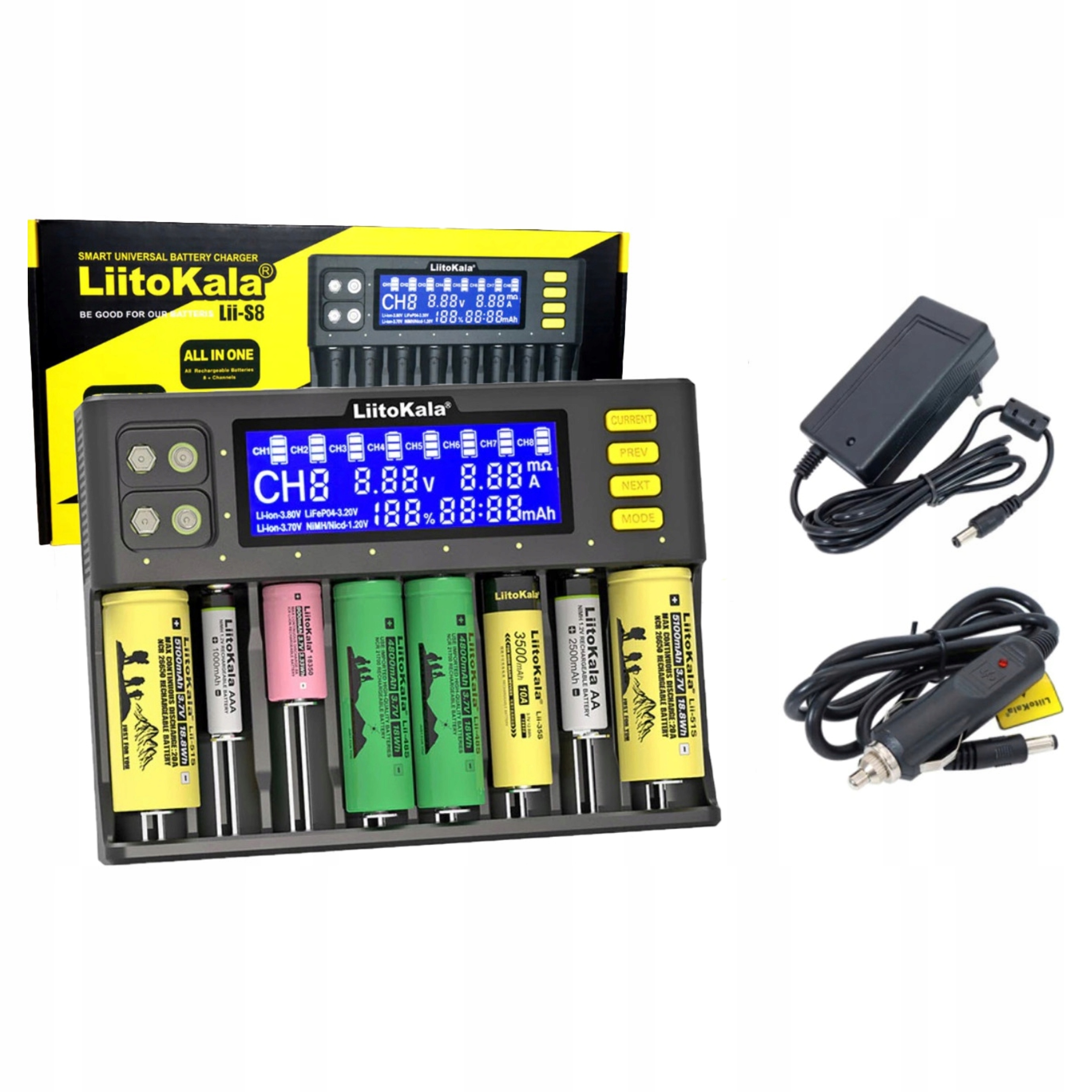 LiitoKala 8-Slot Multifunctional Battery Charger For 18650 & 9V Ni-MH Batteries | Reliable Lithium Ion Charging Solution