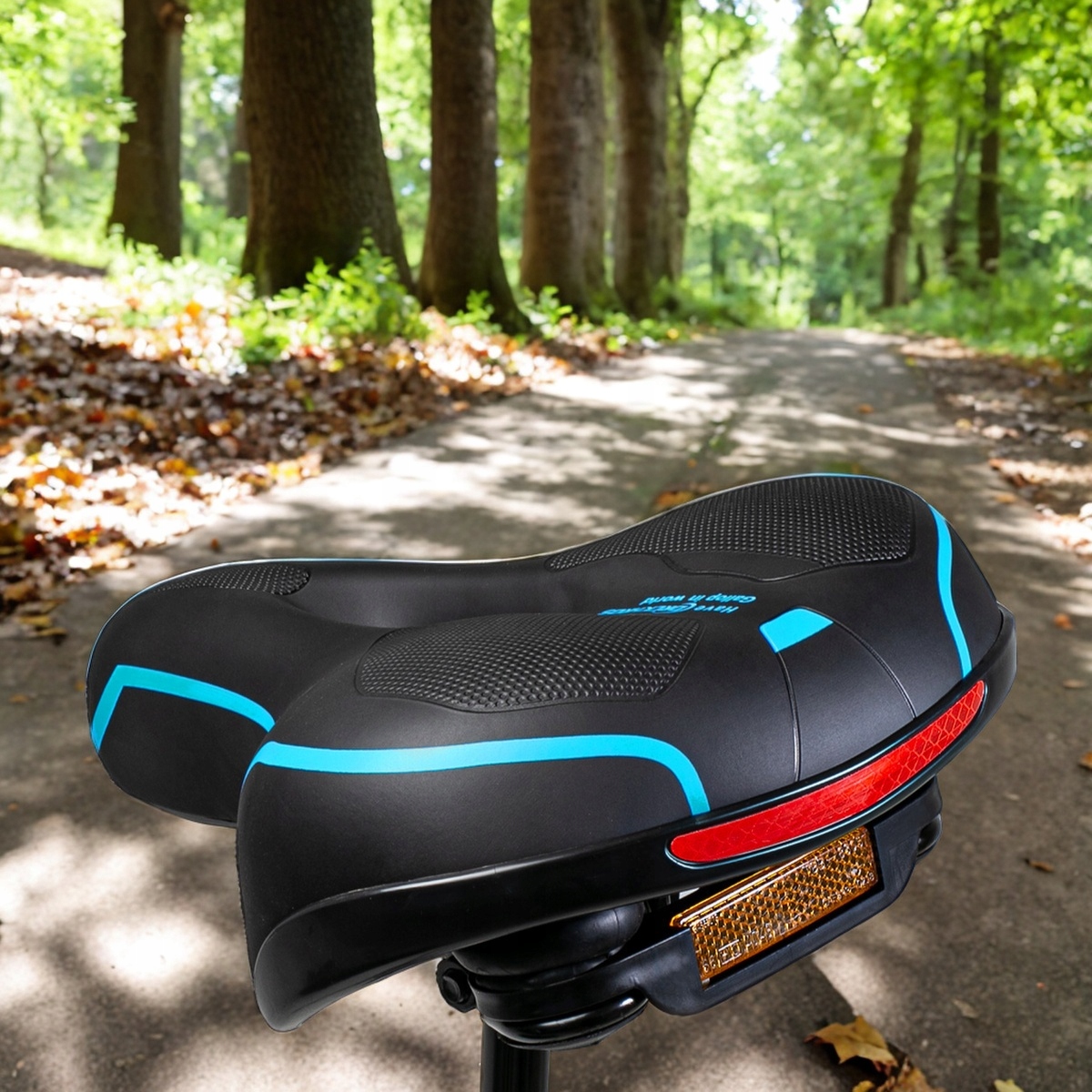 SIODEŁKO ROWEROWE Z WENTYLACJĄ SPORTOWE ANTYWSTRZĄSOWE SZEROKIE ODBLASKOWE Marka inna