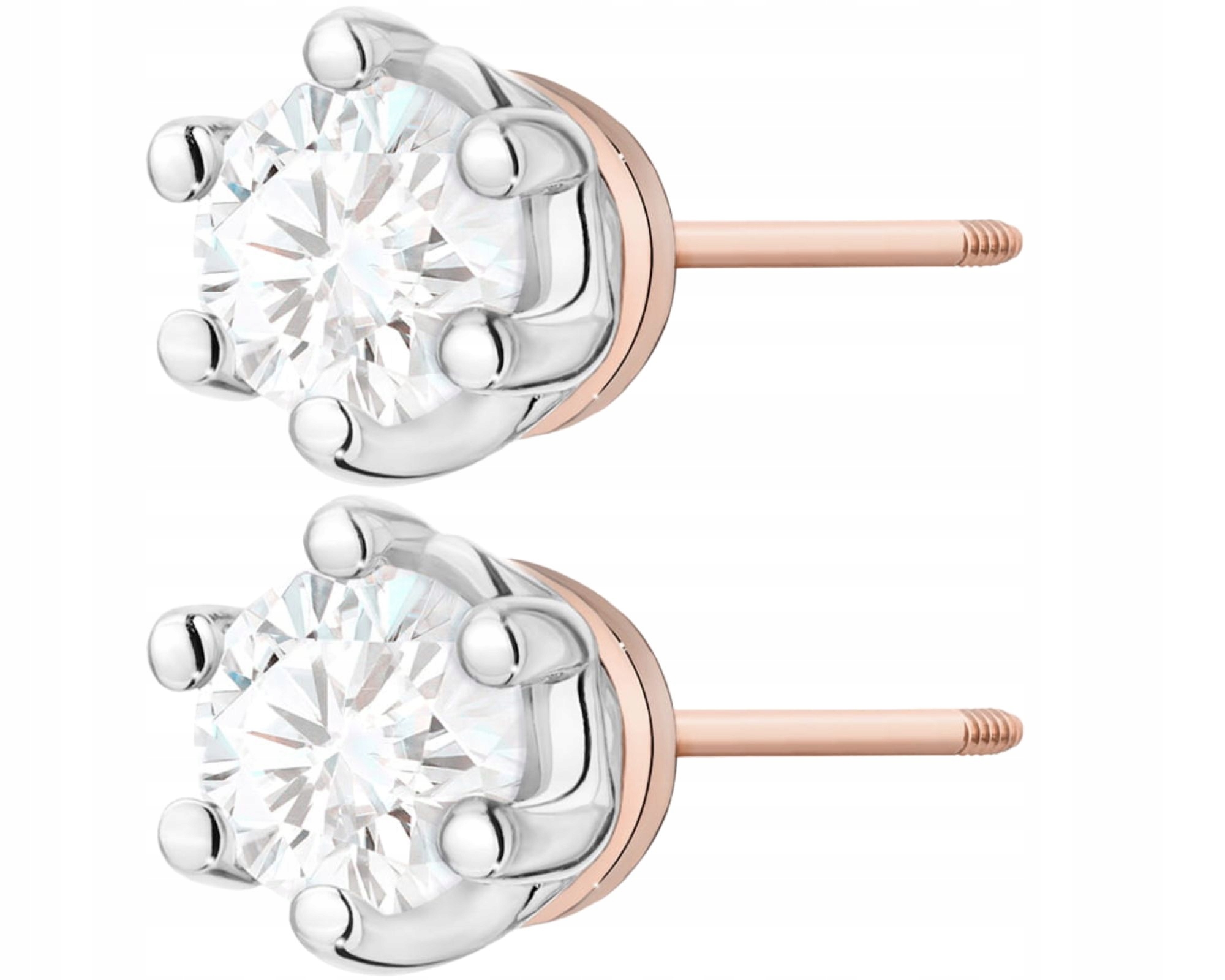 Růžové Zlato Náušnice S Diamantem Šroubovací Tyčinka Zlato 585 Jako Dárek
