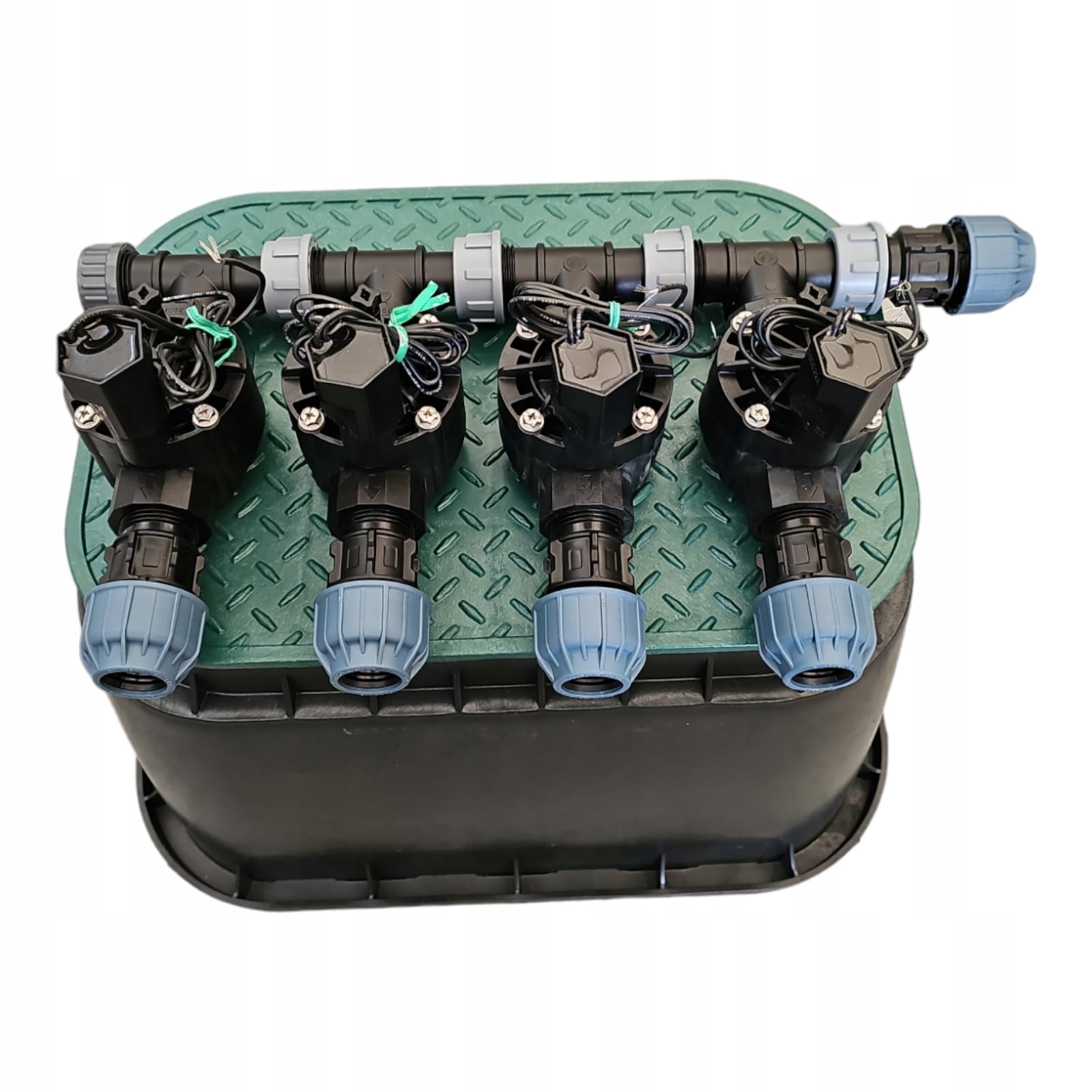 Zestaw Rain Bird 4 sekcje z kolektorem Hv z korkiem i studzienką rura Pe 25