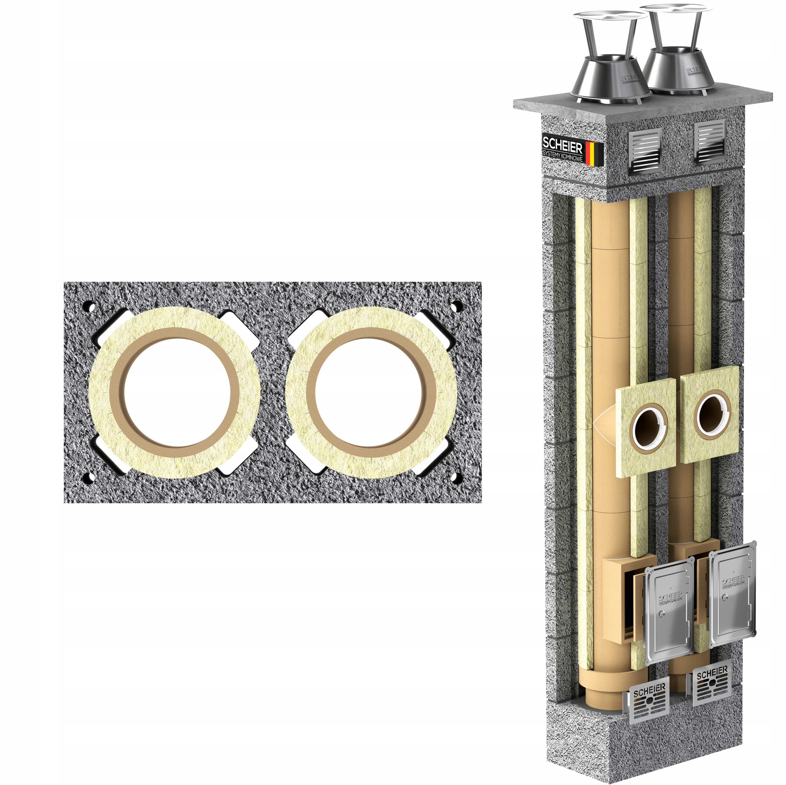Systémový komín 5 m fi 160 160 keramický 36x68 všechna paliva Dual Max