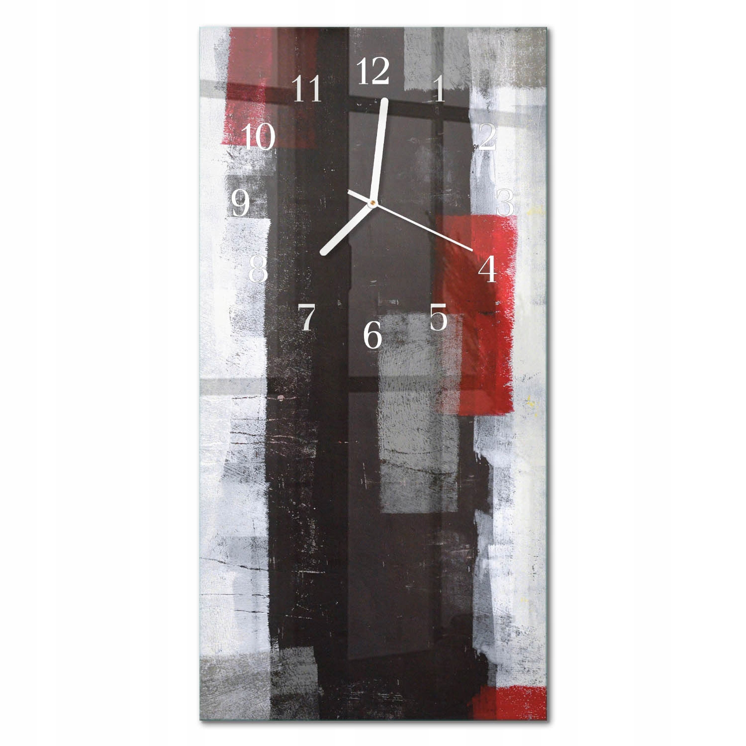 Vertikální ozdobný skleněný hodinový stroj s stylovým potiskem Abstrakce 30x60 cm