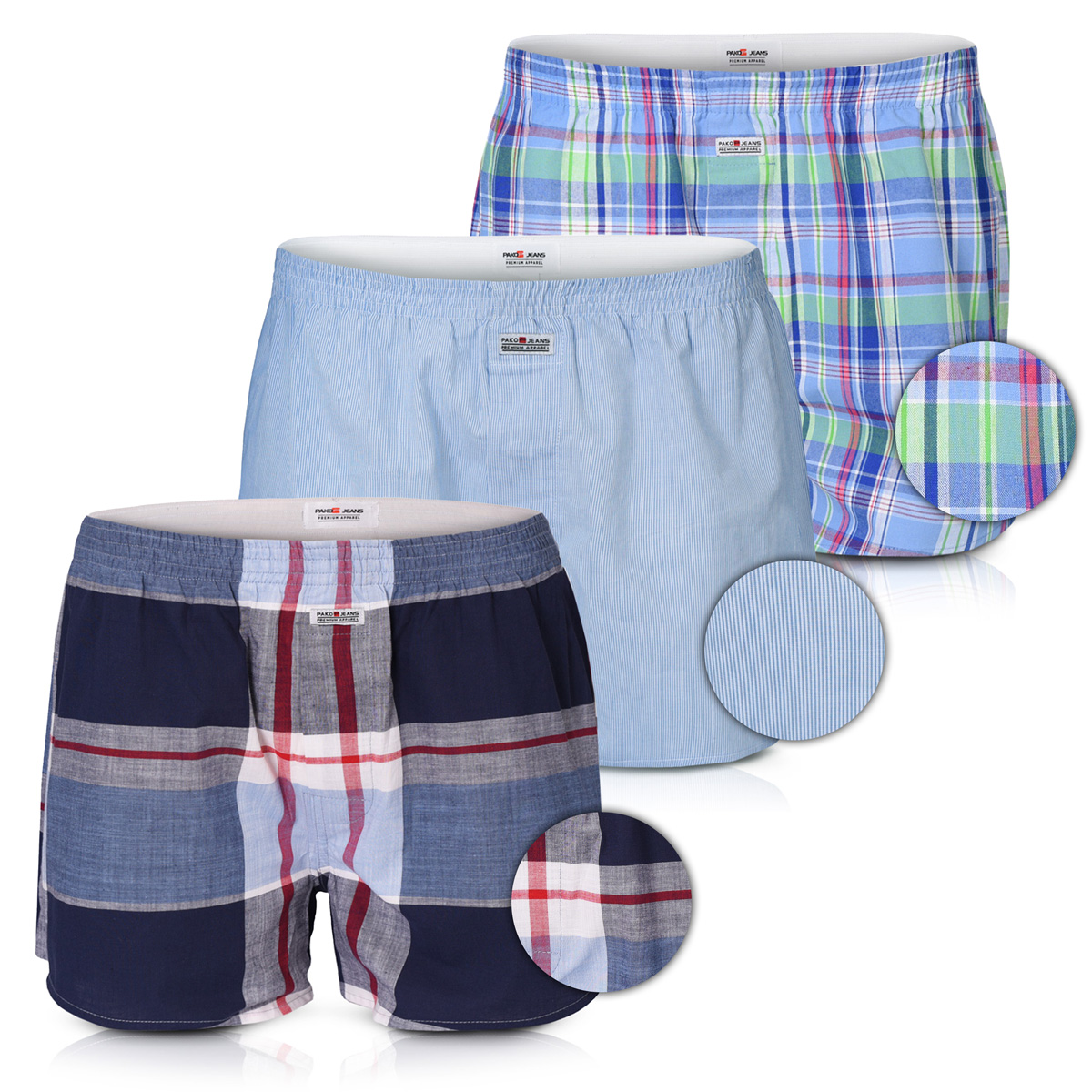 Pánské volné boxerky s rozparkem Pohodlné bavlněné pyžamo 3-balení M