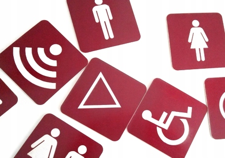 TABLICZKA NA DRZWI toaleta WC męska 6X6 cm GRAWER Przeznaczenie wewnętrzne