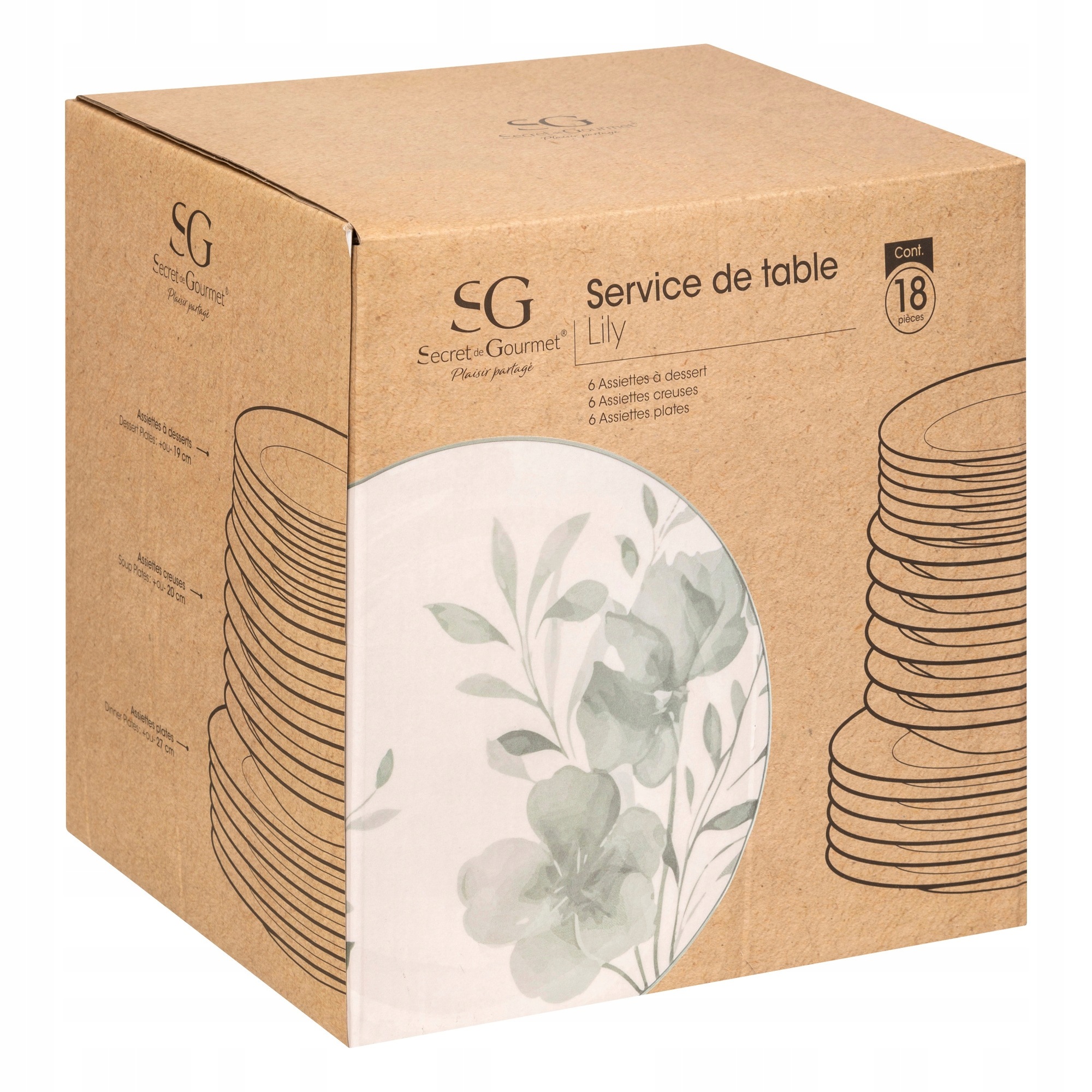 Porcelánová jedálenská súprava Lily pre 6 osôb, 18 dielov