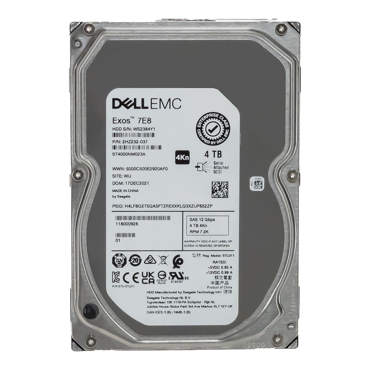 Emc 118000926 4TB 7.2K 256MB 4Kn SAS-3 3.5'' ST4000NM023A
