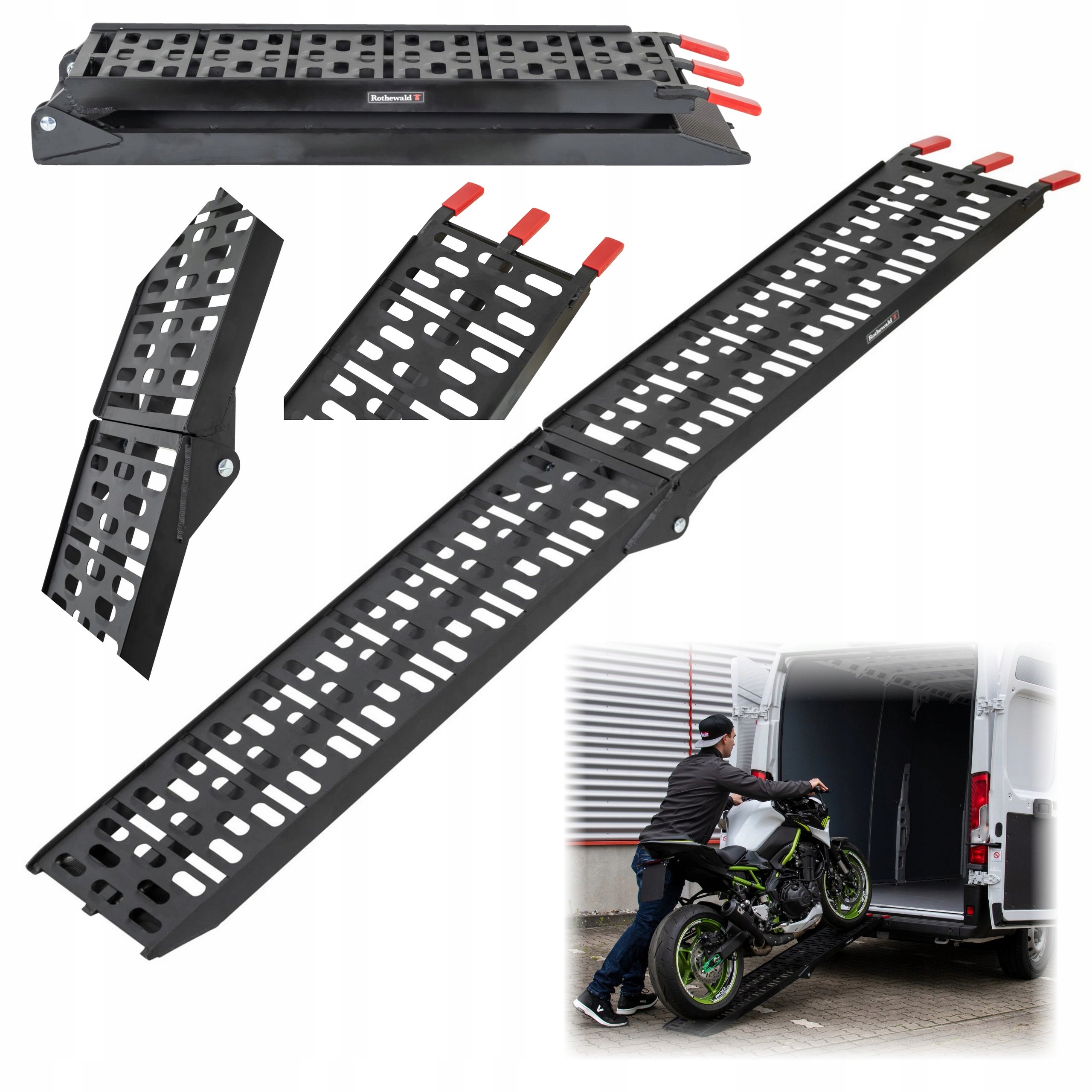 Motocyklová Nájazdová Rampa Z Hliníka Do 340 Kg, Skladacia, 6 Kg