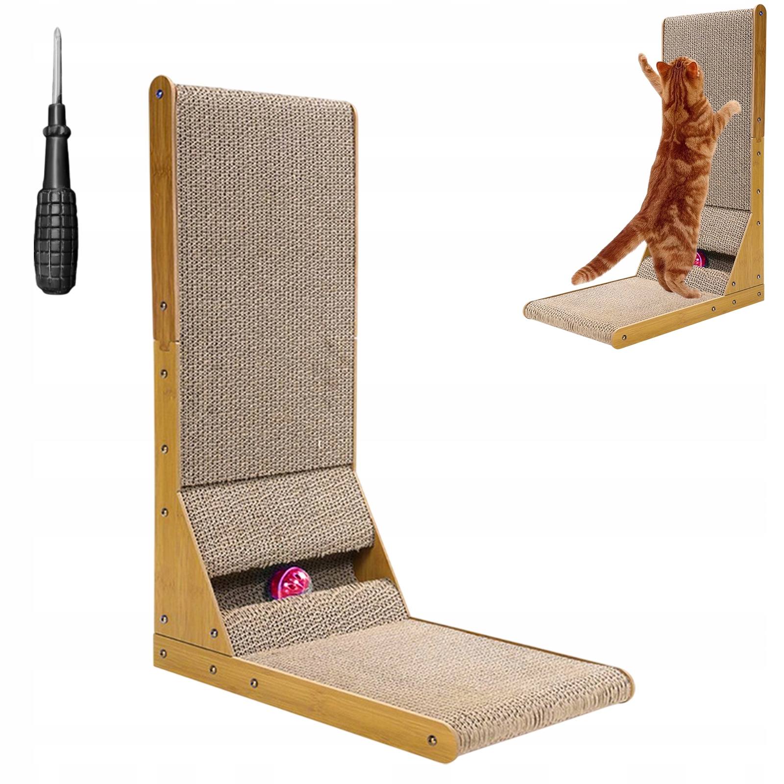 Levně Škrabadlo pro kočky 60 cm, L-tvar, na zeď i podlahu, vertikální Hračka, ochranné