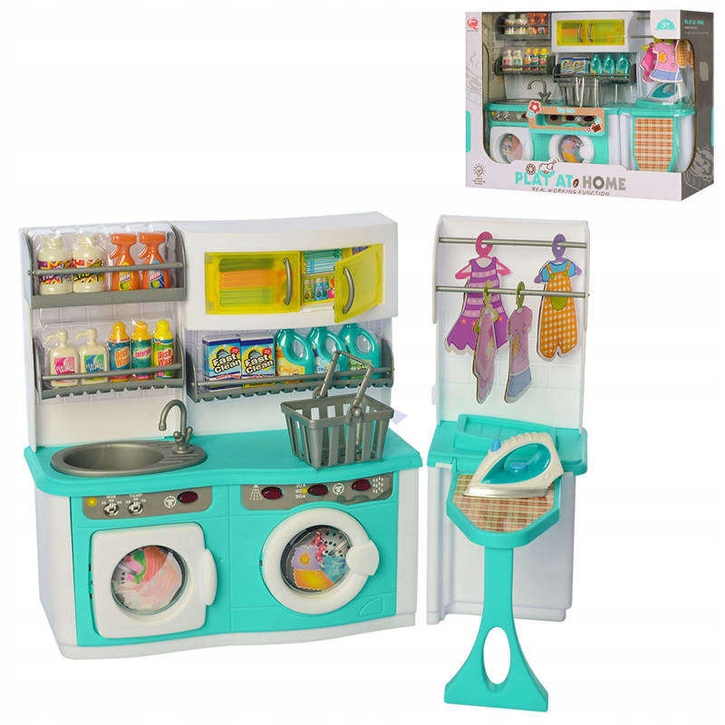 

Pralnia dla lalek meble żelazko światła dźwięki