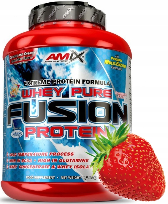 Syrovátkový Protein Amix Whey Protein Pure Fusion 2,3 kg jahodový