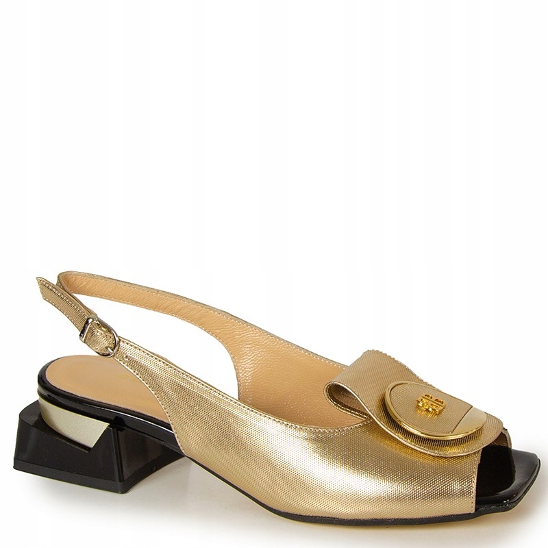 Boccato 0085-632 Zlaté Kožené Sandály S Ozdobou 40