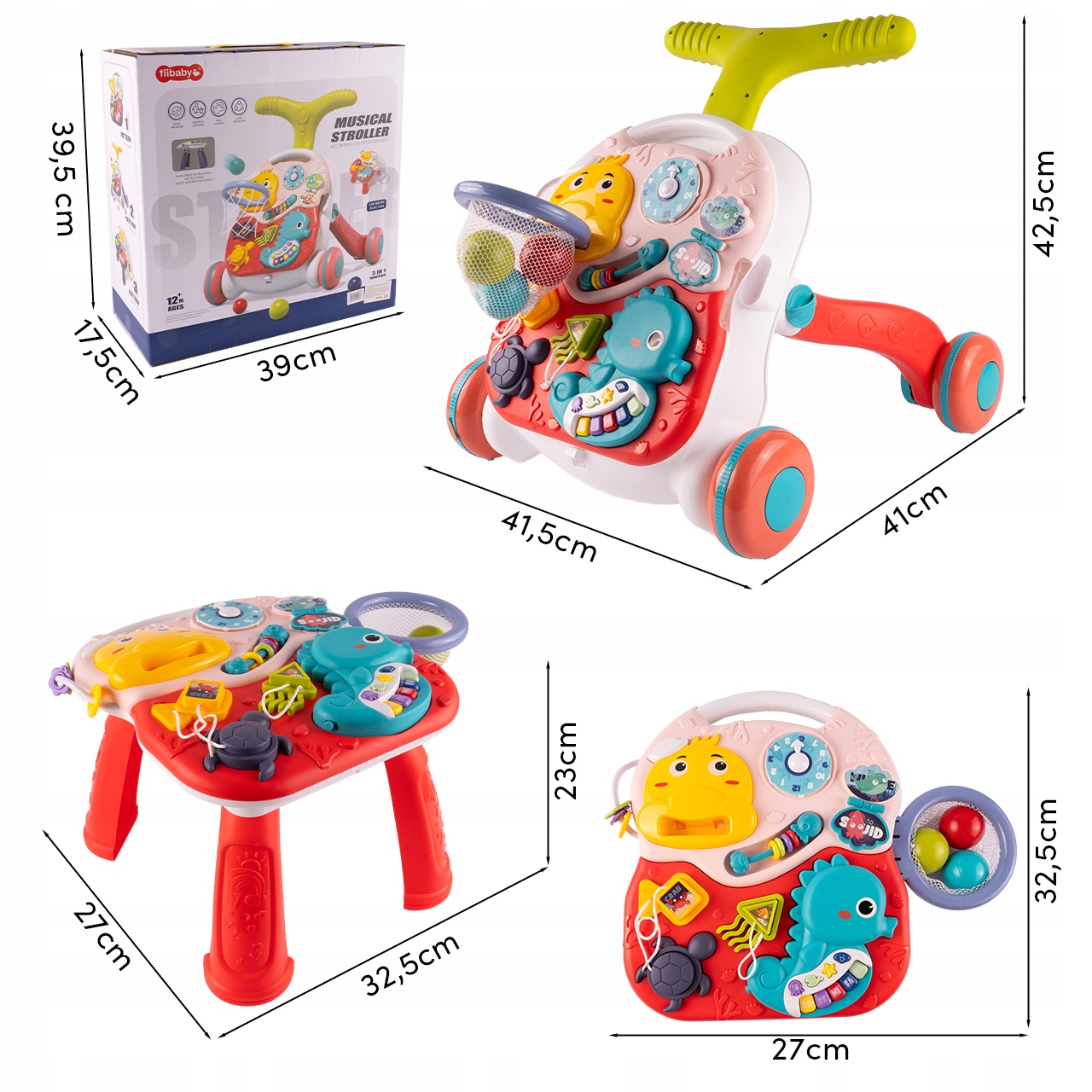 CHODZIK EDUKACYJNY INTERAKTYWNY PANEL 2W1 MUZYCZNY TABLICA DLA DZIECI Marka MalPlay