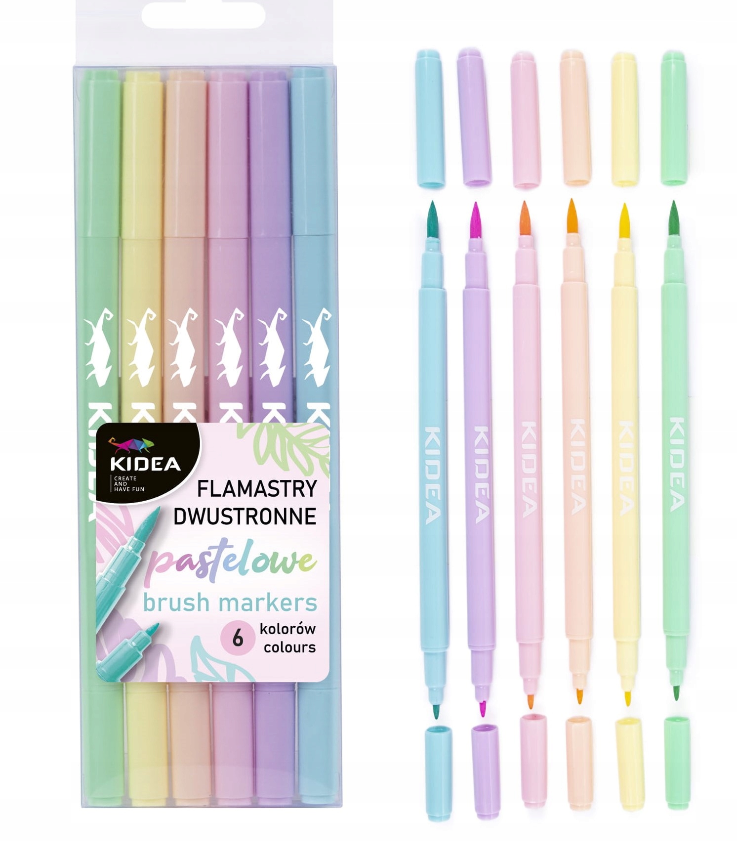 

Flamastry Pisaki Dwustronne Pastelove 6kol Kidea