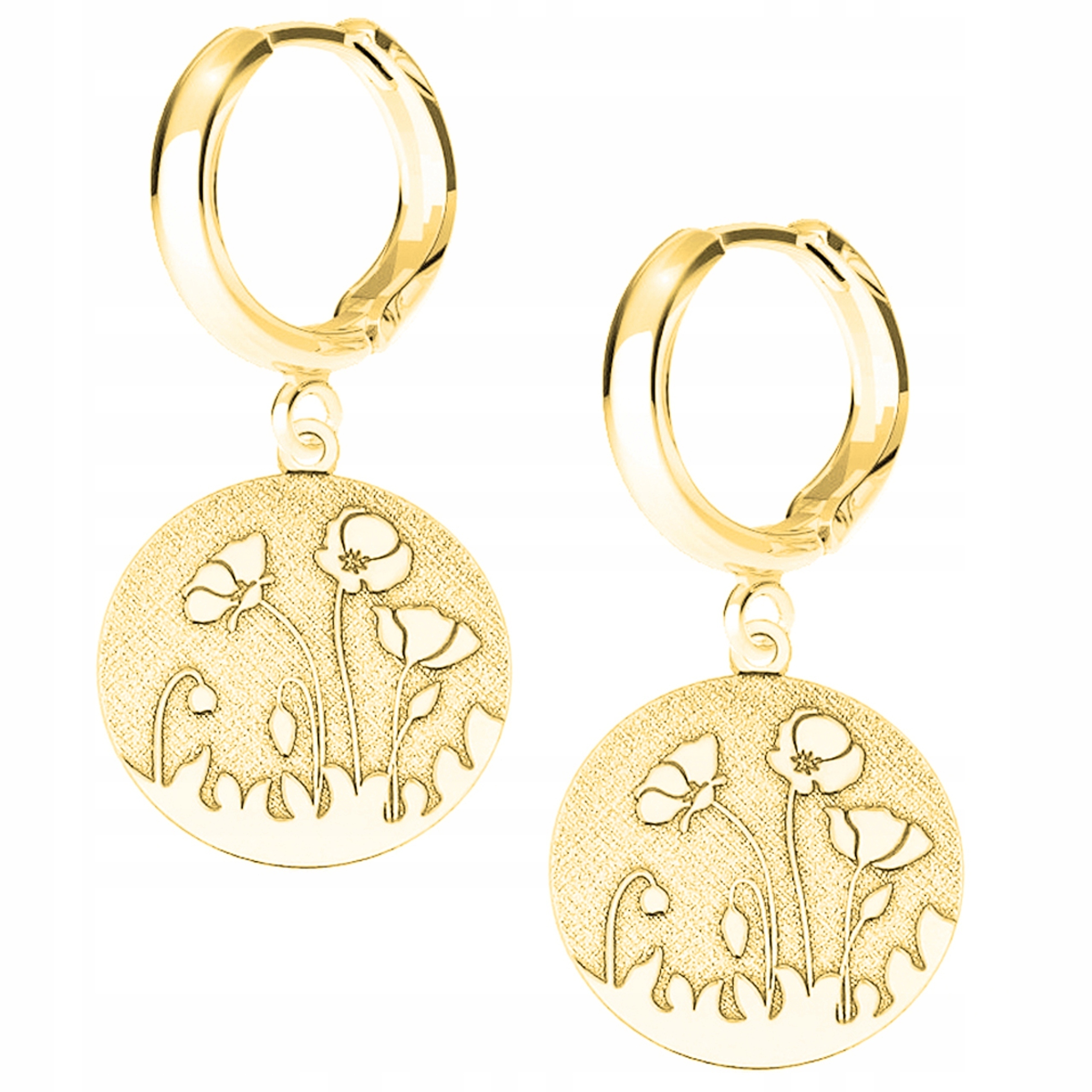 Náušnice zlaté Vlčí máky Květina Stříbro 925