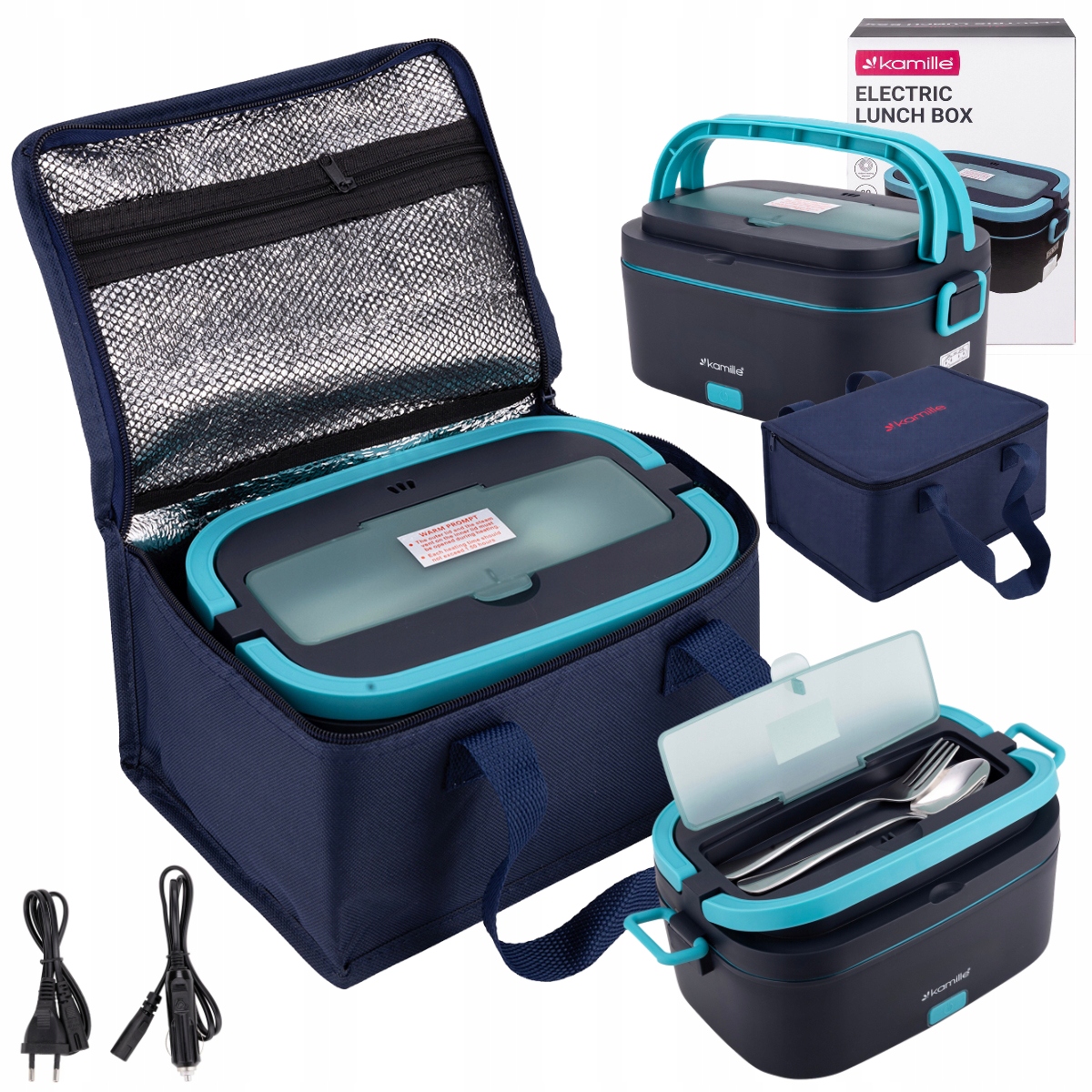 Lunch Box Elektryczny 1,5L Śniadaniówka Samochodowa Torba Termiczna Kamille