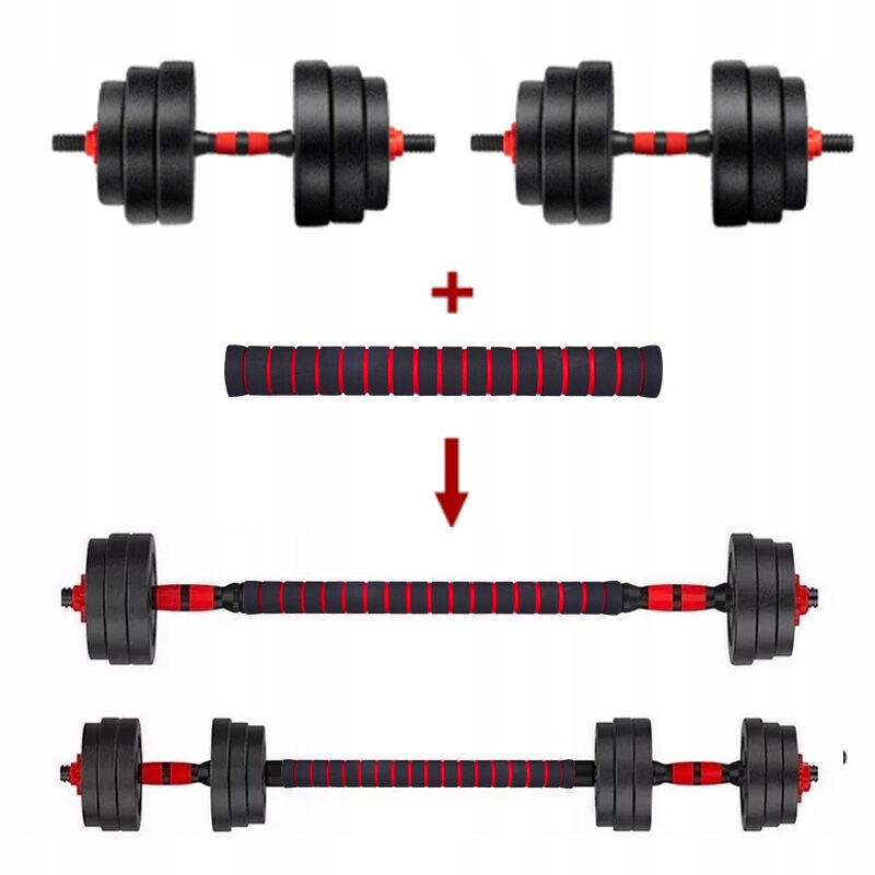HANTLE REGULOWANE ZESTAW HANTLE DO ĆWICZEŃ 2x10KG 20KG SZTANGA + GRYFY Model 2x10 kg