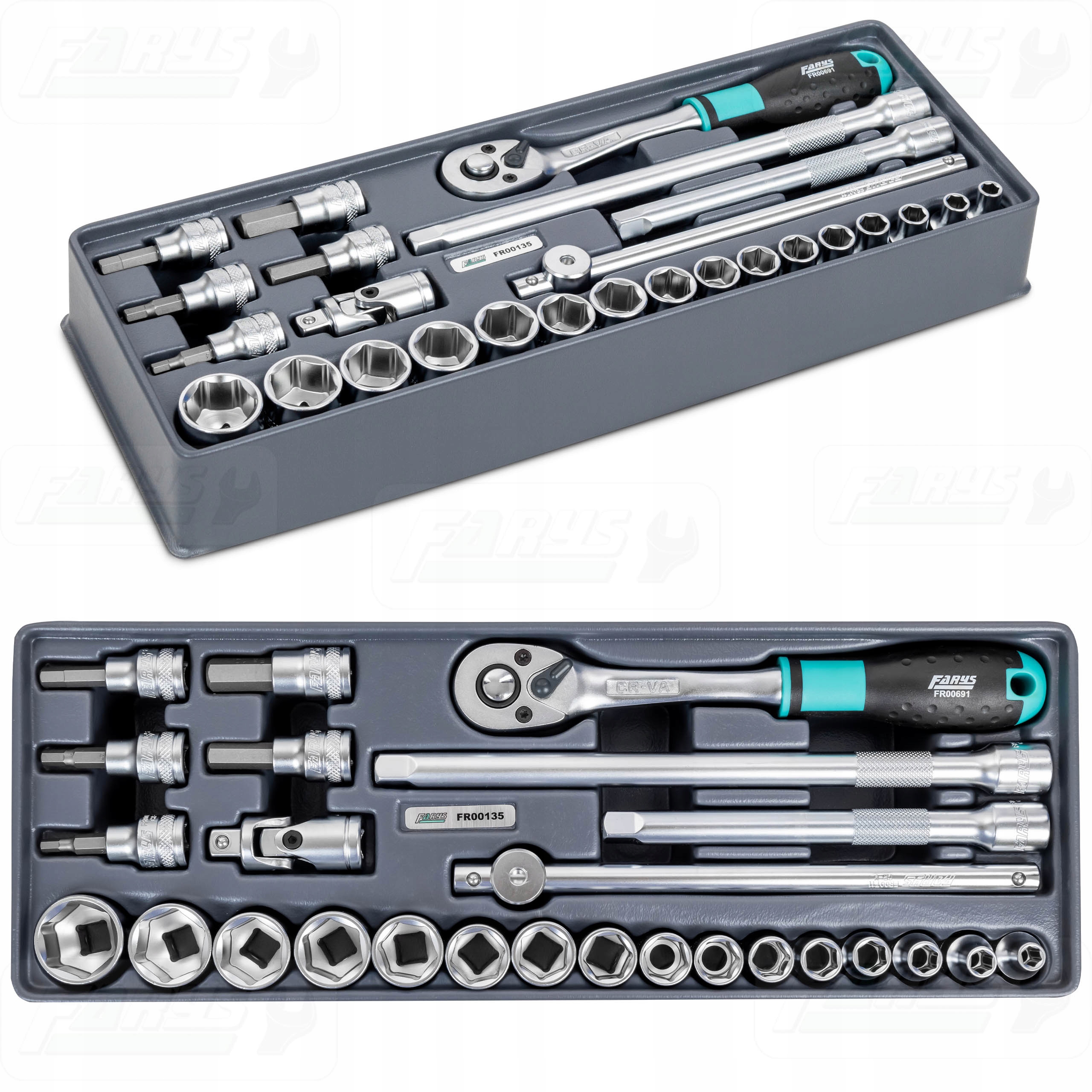 WKŁAD DO SZAFKI WYPOSAŻENIE PREMIUM ZESTAW KLUCZY NASADOWYCH 3/8” 26el.