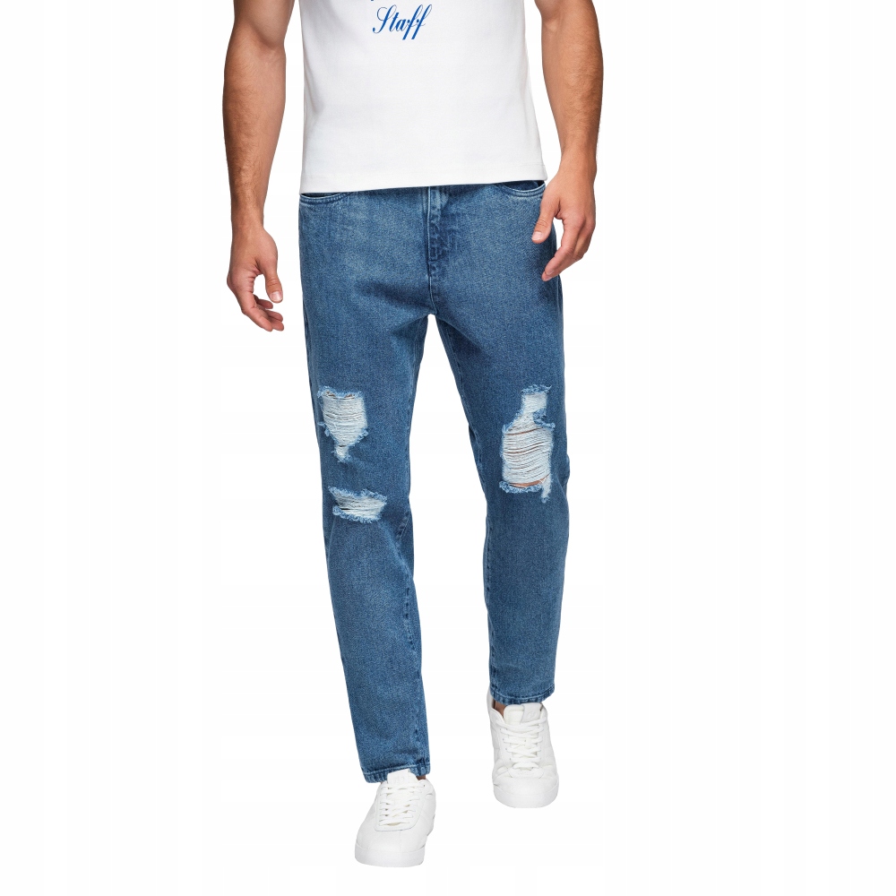 Pánské džíny Carrot Fit s oděrkami modré V2 OM-PADP-0250 vel. S