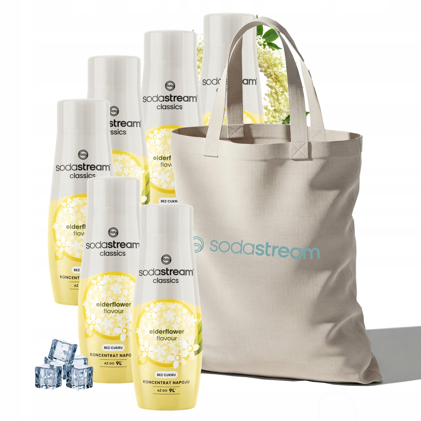 Sada sirupů do vody SodaStream Elderflower Bez cukru 6x440 ml sáček Bonus