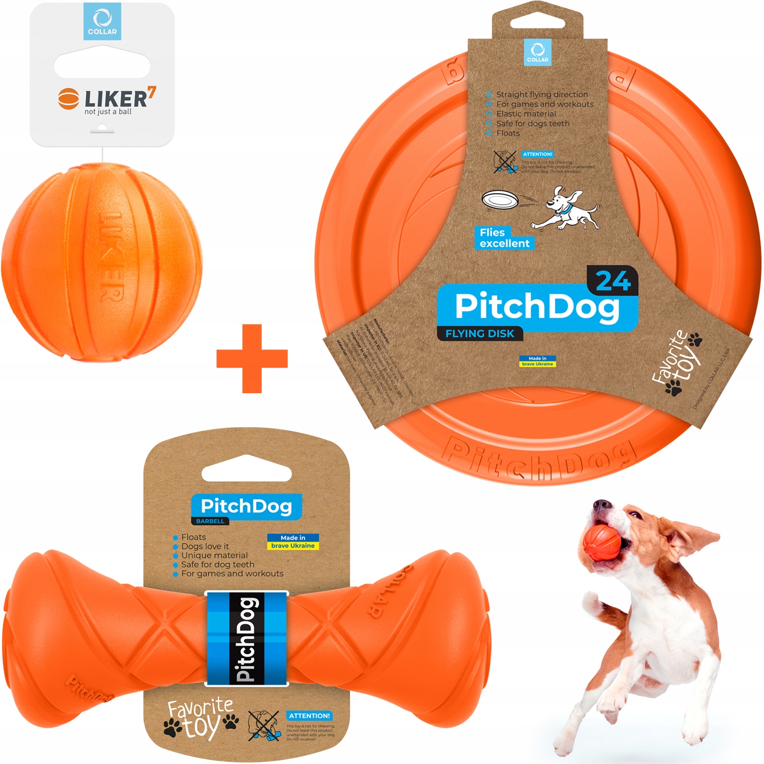 Levně Hračka pro psy Sada na aktivní procházky se psem Míček Frisbee Hantel