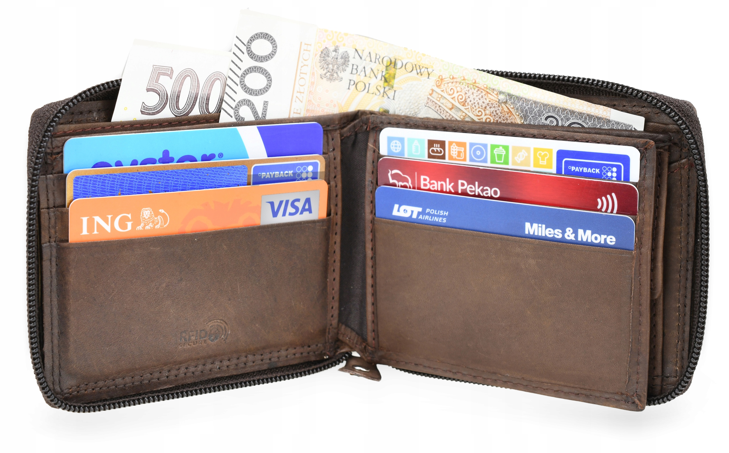 PORTFEL MĘSKI ELEGANCKI SKÓRZANY SKÓRA NATURALNA RFID PORTFELE MĘSKIE NC38 Materiał dominujący skóra naturalna