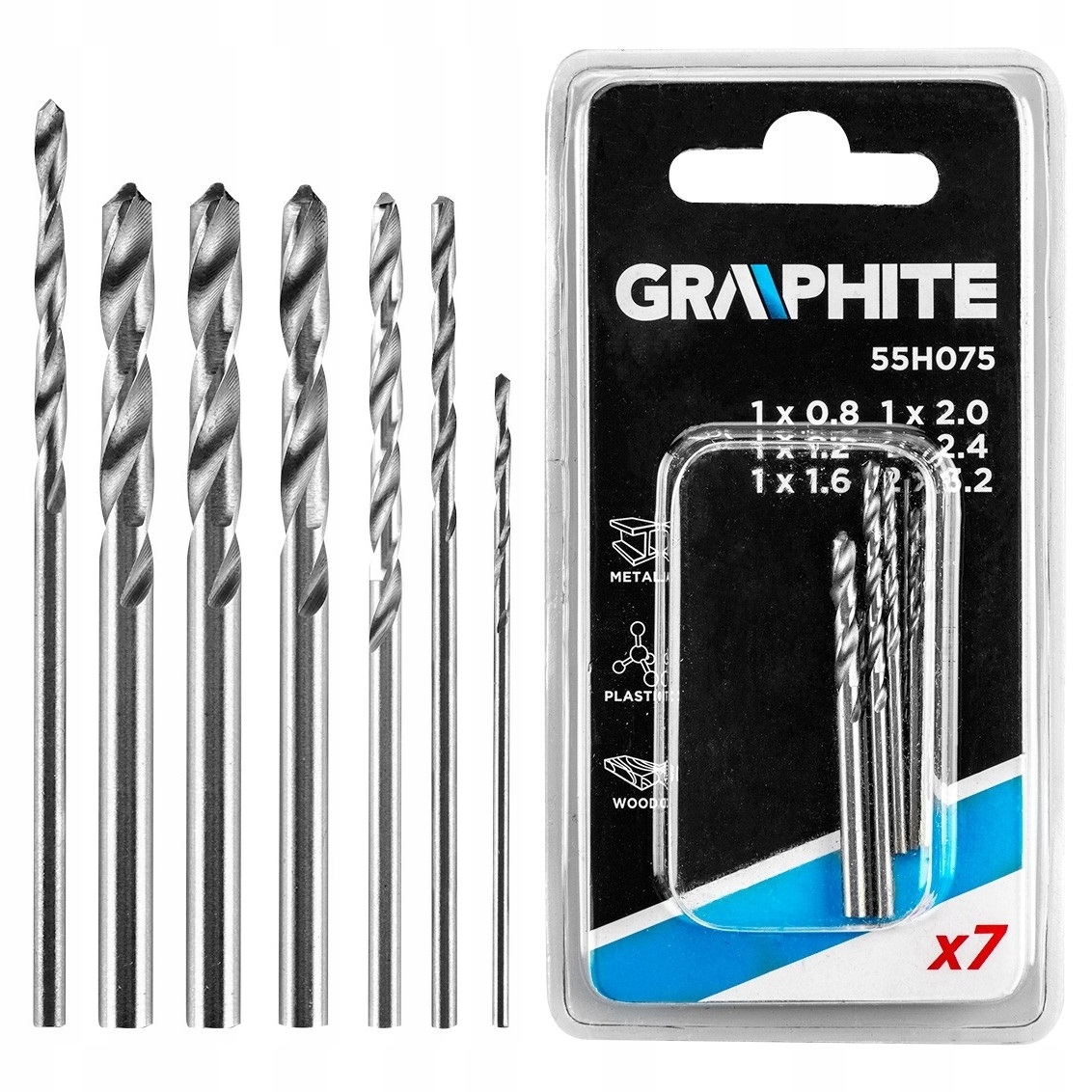

Wiertła precyzyjne 0.8-3.2 mm 7szt Uchwyt 3,2mm