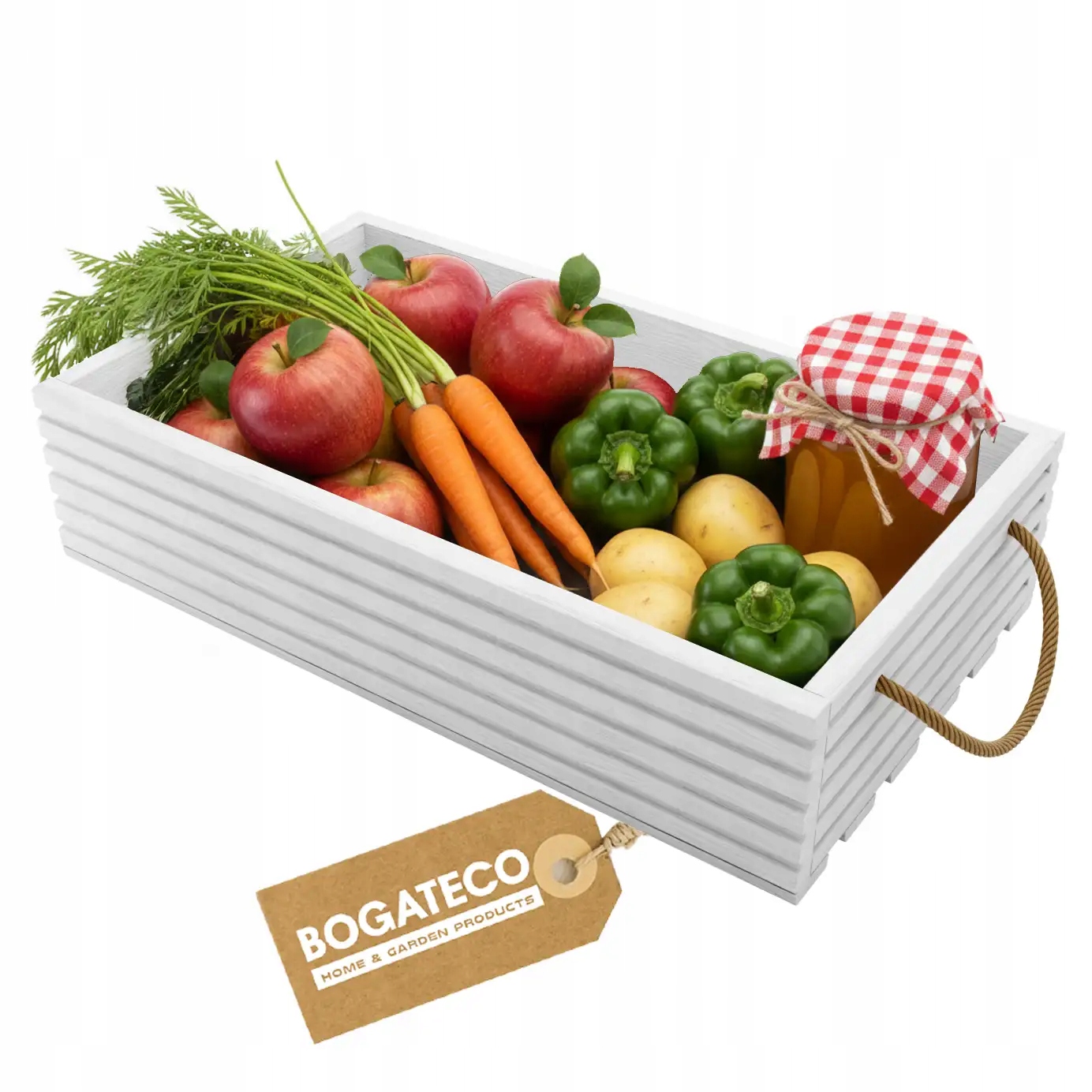 Dřevěná Krabička S Úchytem Pro Skladování 60x35x14,5 cm Bílá