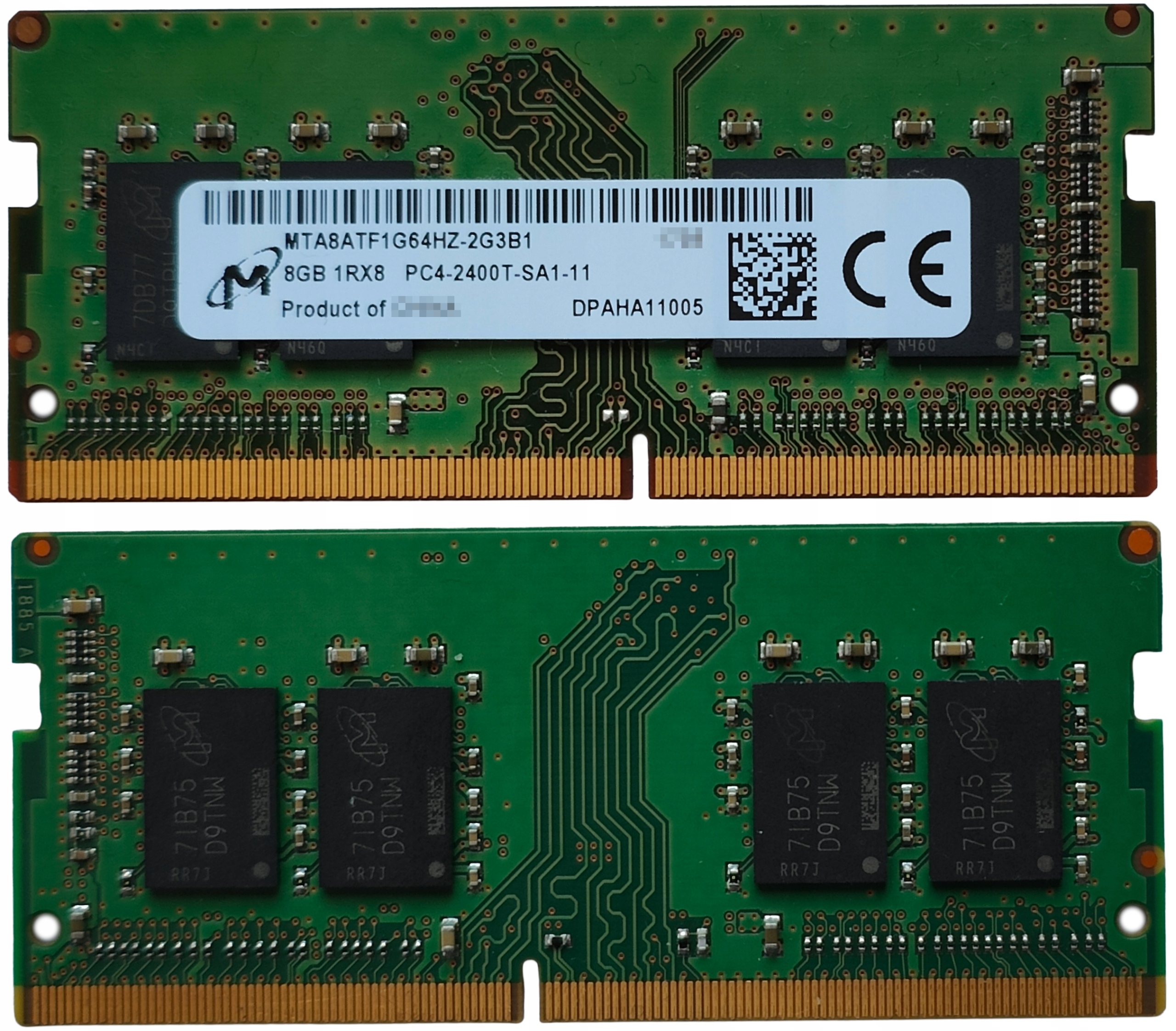 (n) 8GB 1*8GB Micron DDR4 2400MHz 1,2V MTA8ATF1G64HZ-2G3B1