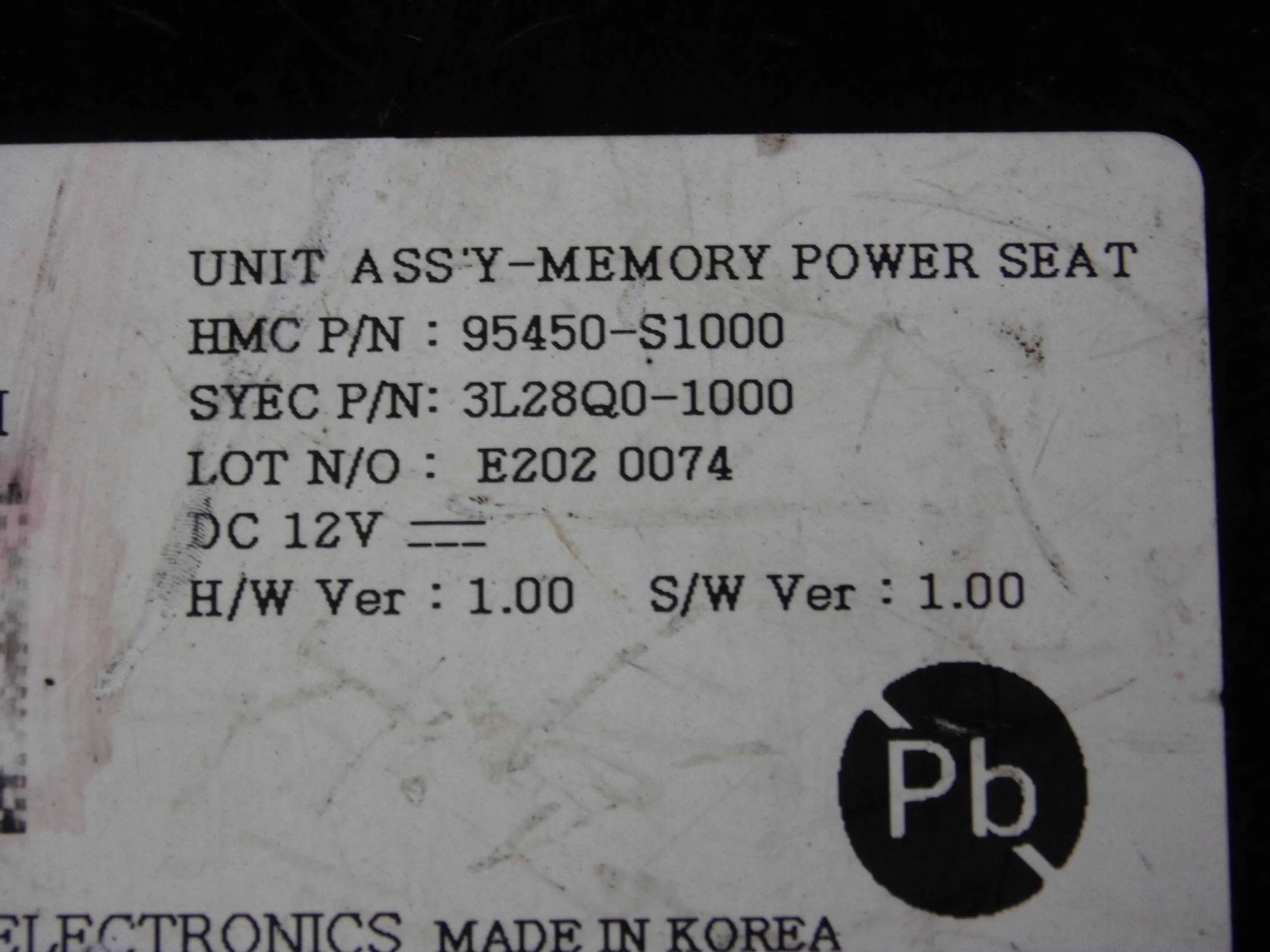 Hyundai Santa Fe IV module computer control unit seat left front 95450-S1000