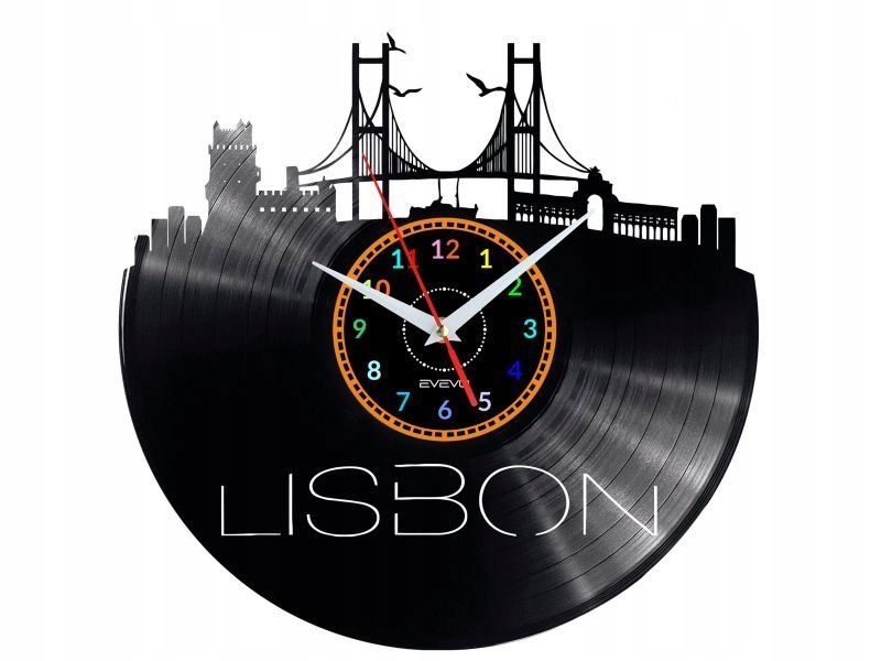 Lisabon Dekorativní Nástěnné Hodiny Moderní Vinylová Deska Na