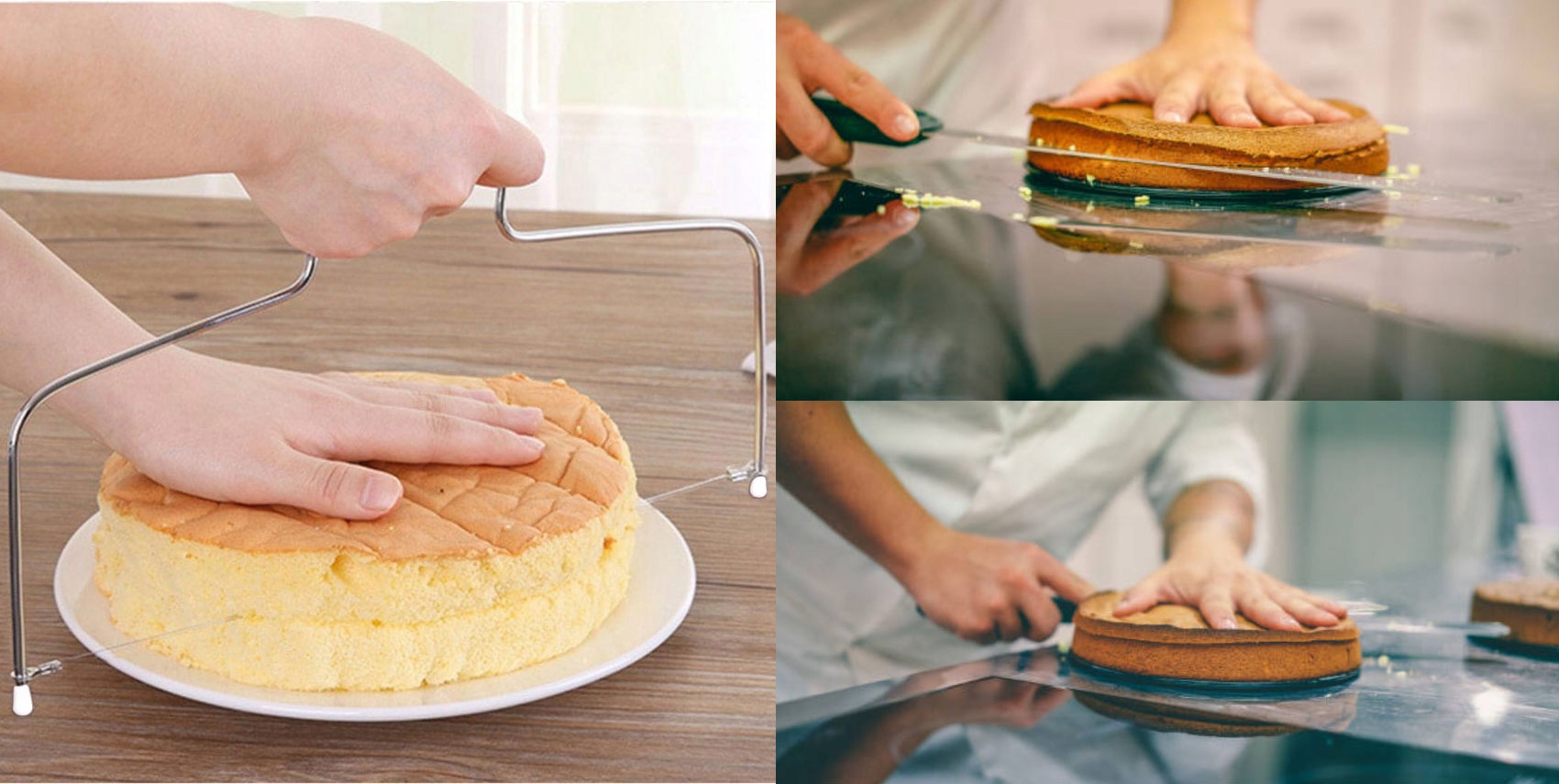 DŁUGI NÓŻ OSTRY 2 STRUNOWY DO CIĘCIA KROJENIA CIASTA BISZKOPTU TORTU EAN (GTIN) 5903313403412