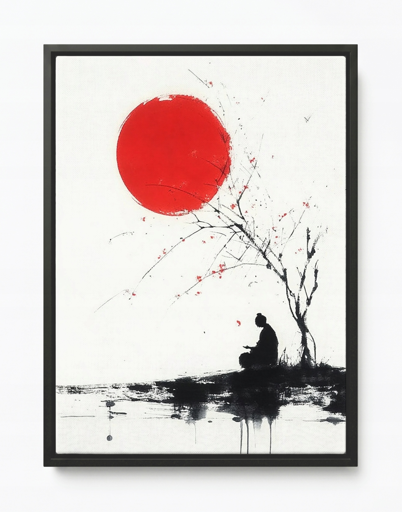 Obraz Rama American Box Grafika Ázia Japonsko Mesiac Strom Samuraj 60x80