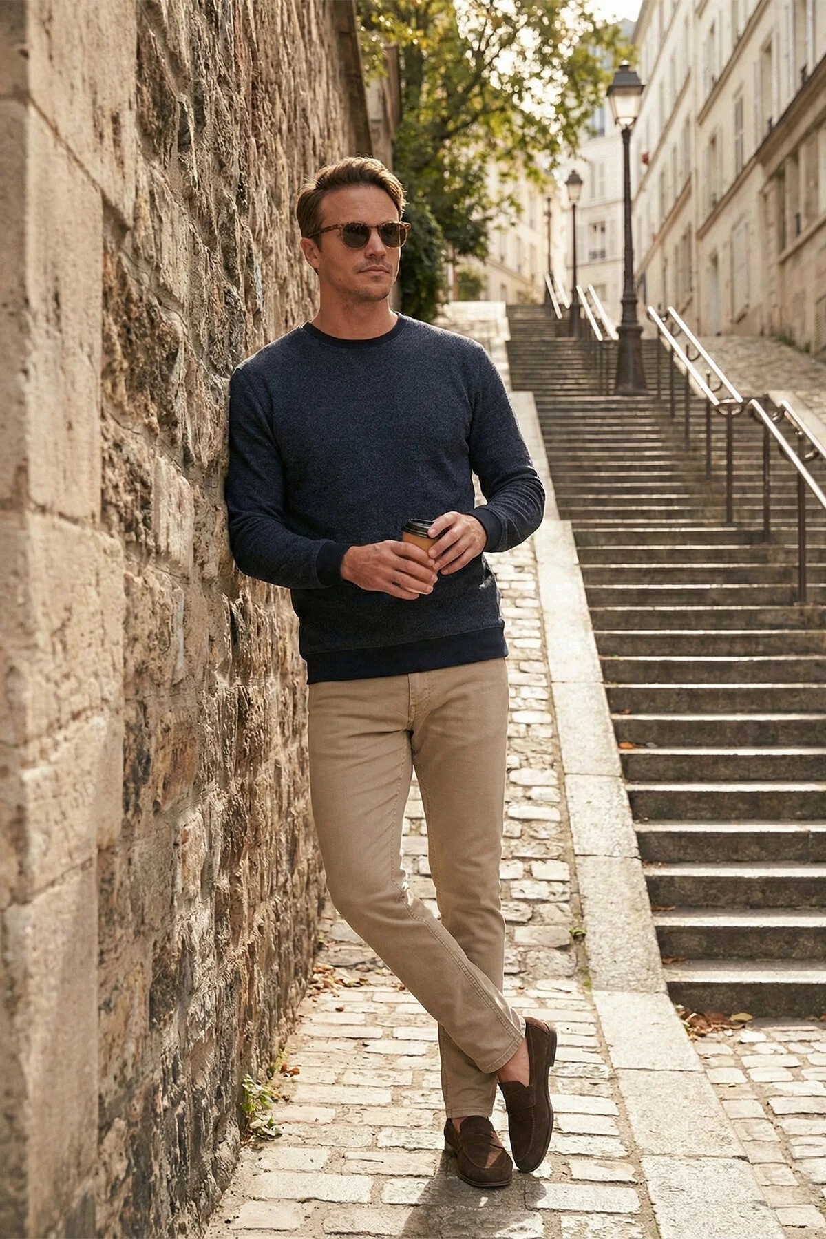 Pánský Melírovaný Svetr S Pletenou Strukturou Casual 4XL 5IA