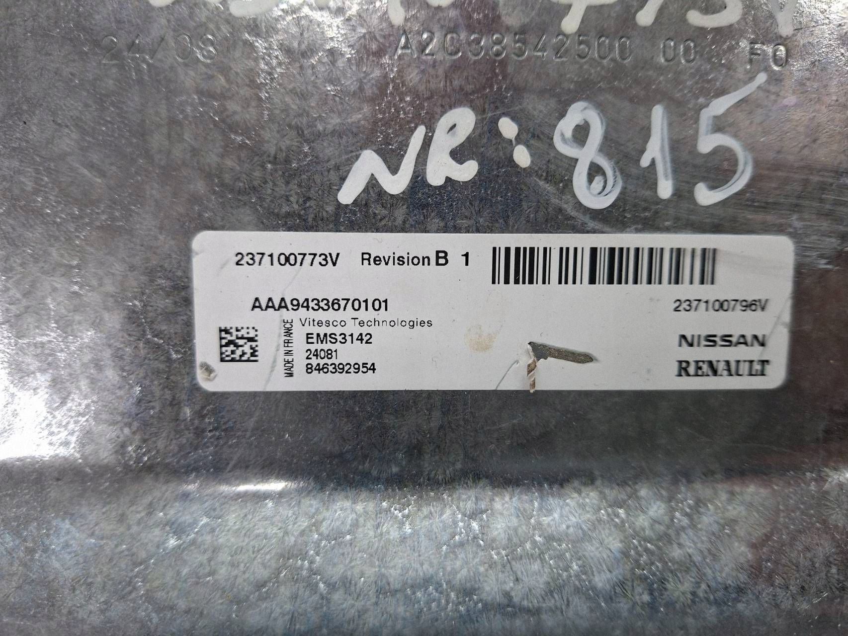 control unit 237100796V AAA9433670101 237100773V RENAULT DACIA 1.0 TCE