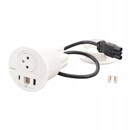 Nábytková zásuvka 2P+Z/USB A+C/RJ45 Bílá 654701