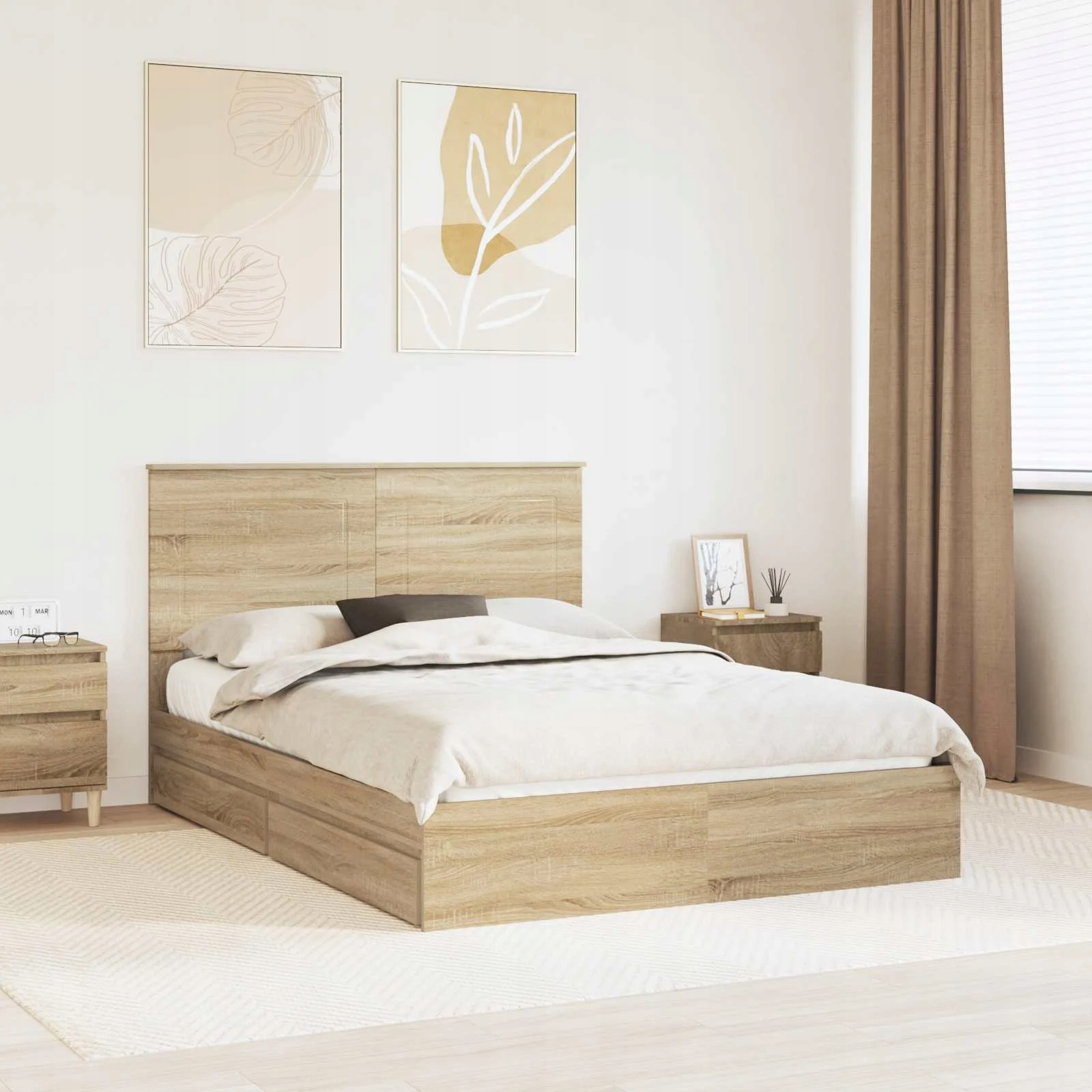 vidaXL Postel s úložným prostorem s čelo Sonoma dub 160 x 200 cm