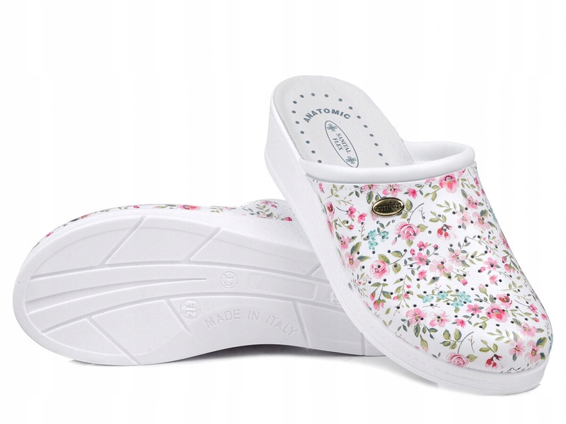 Białe klapki damskie medyczne skórzane antypoślizgowe Sanital Flex 707 40 Rozmiar 40