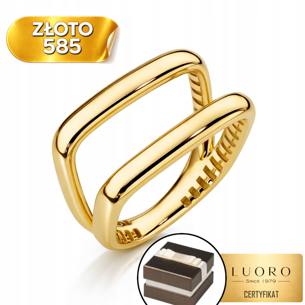 Prstýnek 585 14K Obdélníkový, Žluté Zlato, Klasika R17