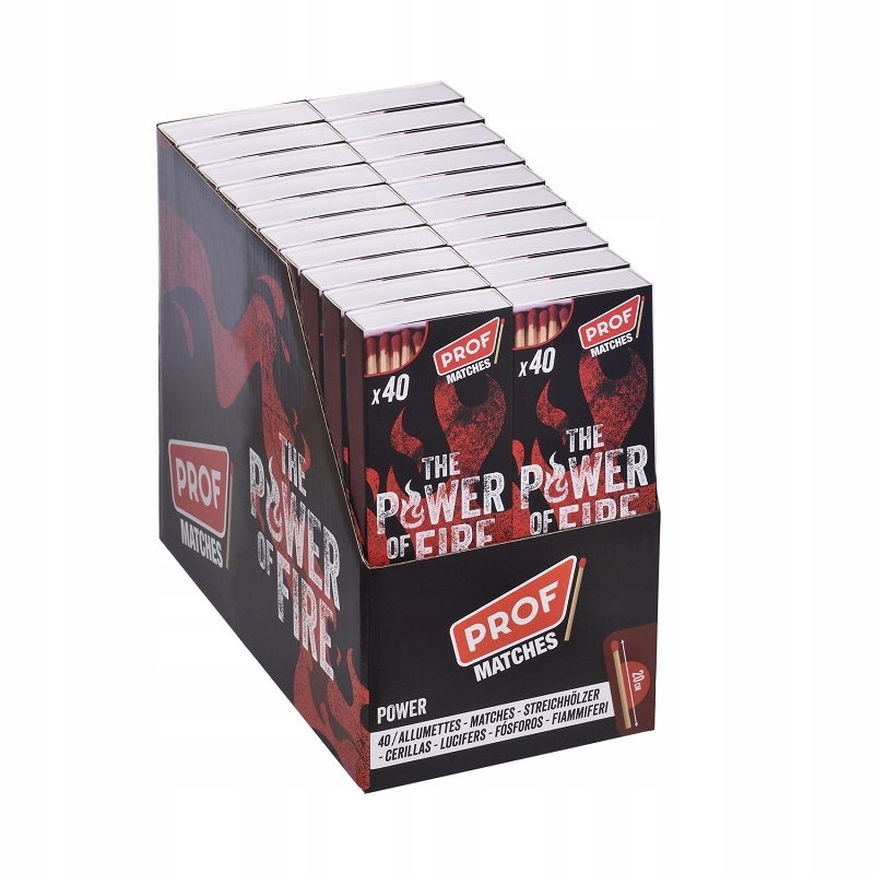 24 x Zapałki długie kominkowe Prof Power of Fire 40szt 20cm Box