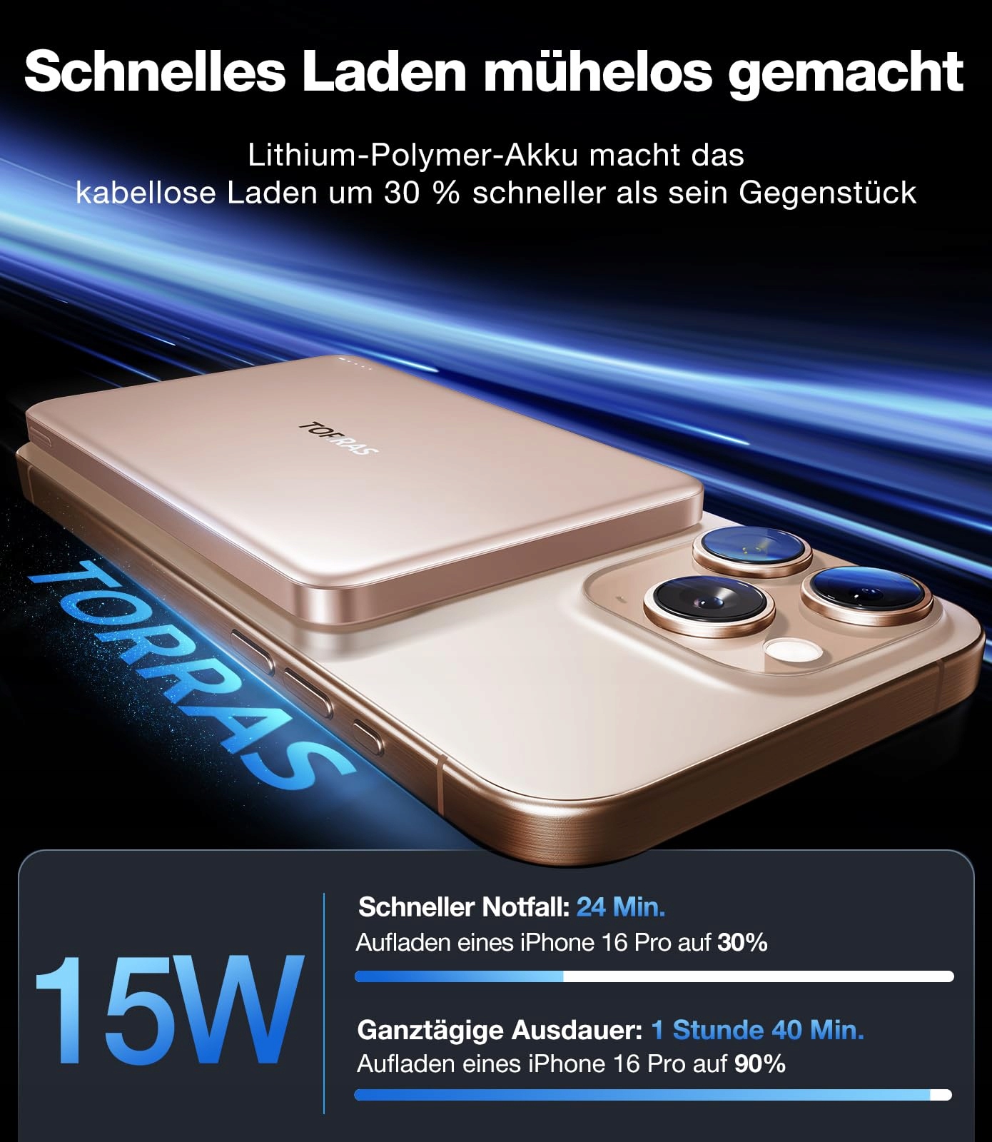 TORRAS MiniMag Powerbank Bezprzewodowy 10000mAh USB-C iPhone 16/15/14/13/12 — miniatura 2