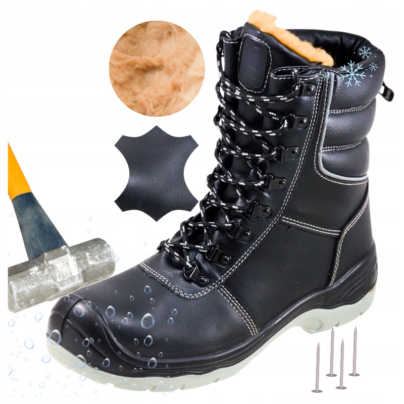 Pánské zimní pracovní boty S3 Zateplené vysoké Voděodolné s špičkou vel.