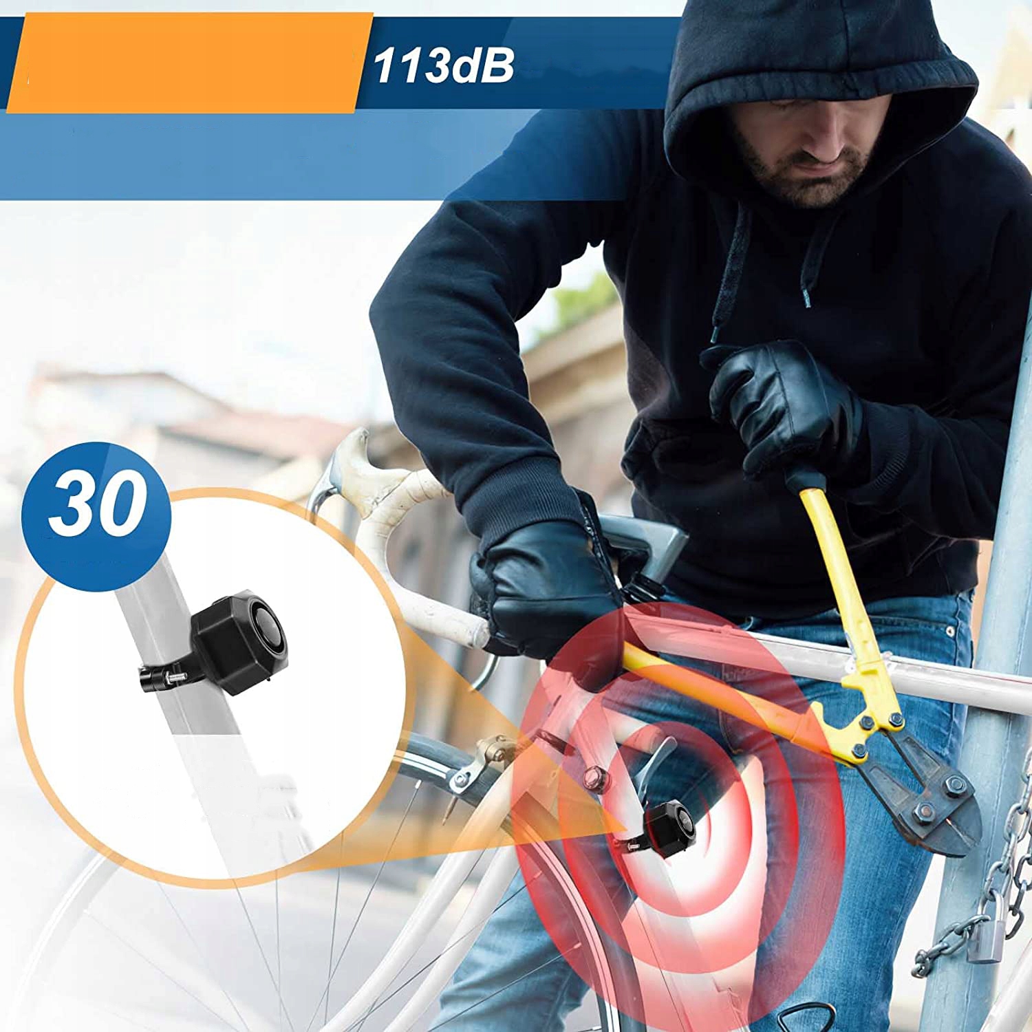 BEZPRZEWODOWY ALARM WIBRACYJNY, ALARM ANTYWŁAMANIOWY DO ROWERU, MOTOCYKLA Kod producenta Alarm rowerowy