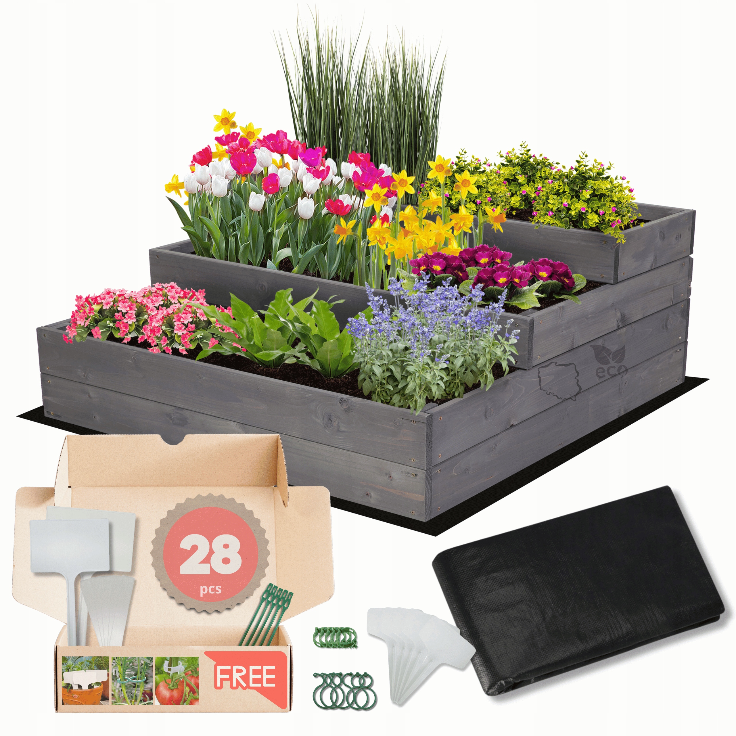 Truhlík zeleninový záhon, patrový květináč, záhon pod treláž, impregnace 36x90x90