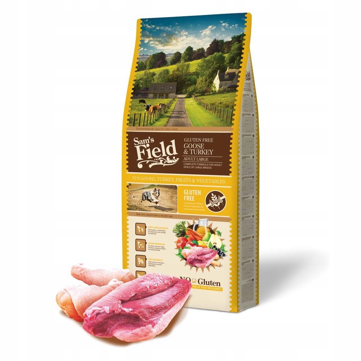 Sucha karma 13 kg dla psa Duże rasy Gęś i indyk Gluten Free Sam's Field