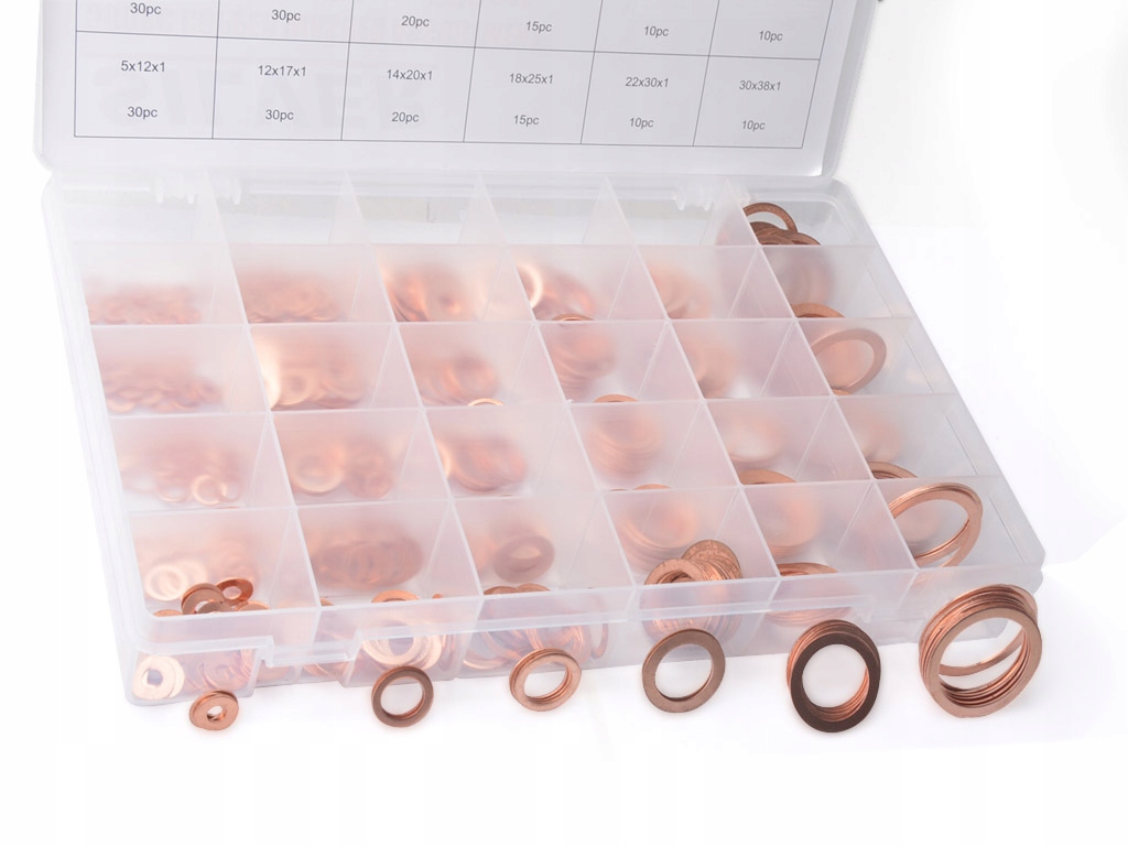 PODKŁADKI MIEDZIANE USZCZELKI MIEDŹ ZESTAW 580 SZT Marka Falon-Tech