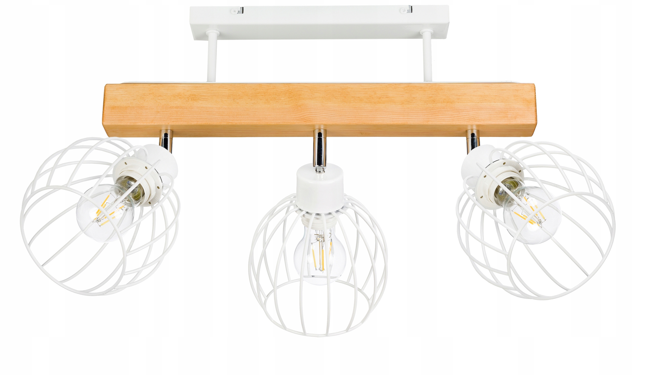 Dřevěná stropní lampa Lustr Stropní Svítidlo Loft Bílá na 3x Klosz E27