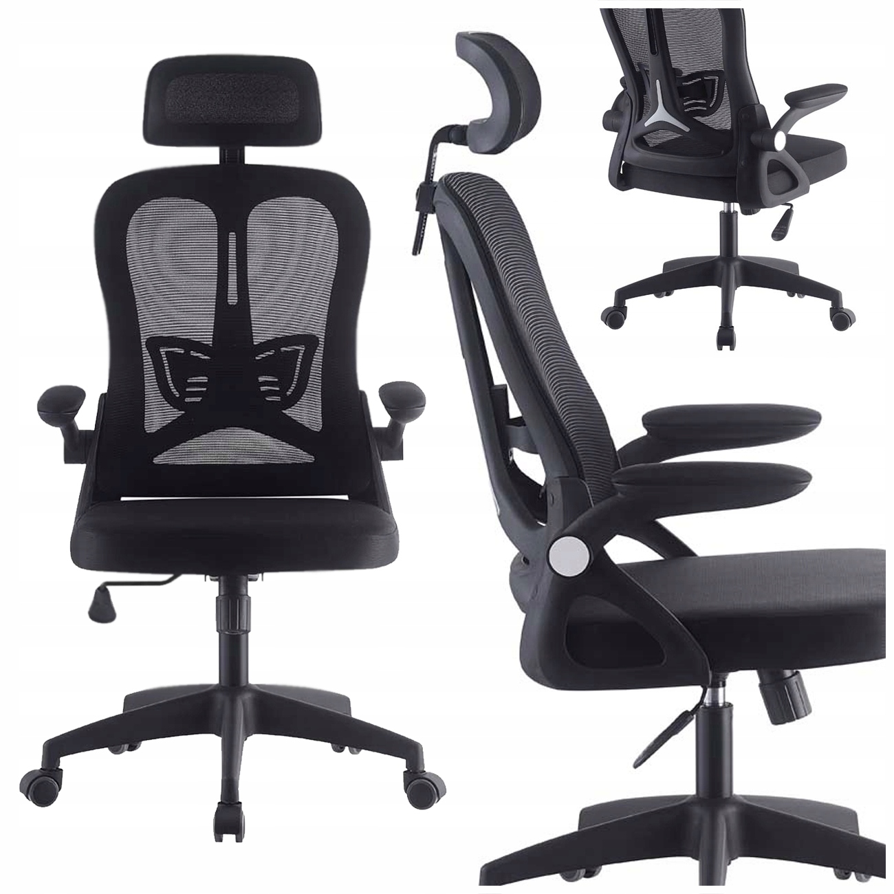 Kancelářská Otočná Židle Ergonomická Černá Horseking Síťovina MS028