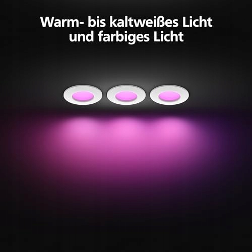 PHILIPS Hue Smart Slim 3 Lampy 90mm Białe Kolorowe Światło Bluetooth — miniatura 2