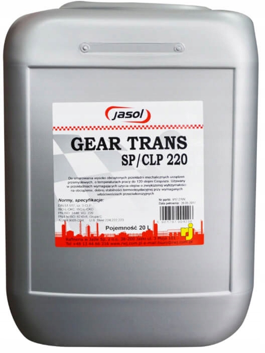 

Jasol Gear Trans Sp/clp 220 olej przekładniowy 20L